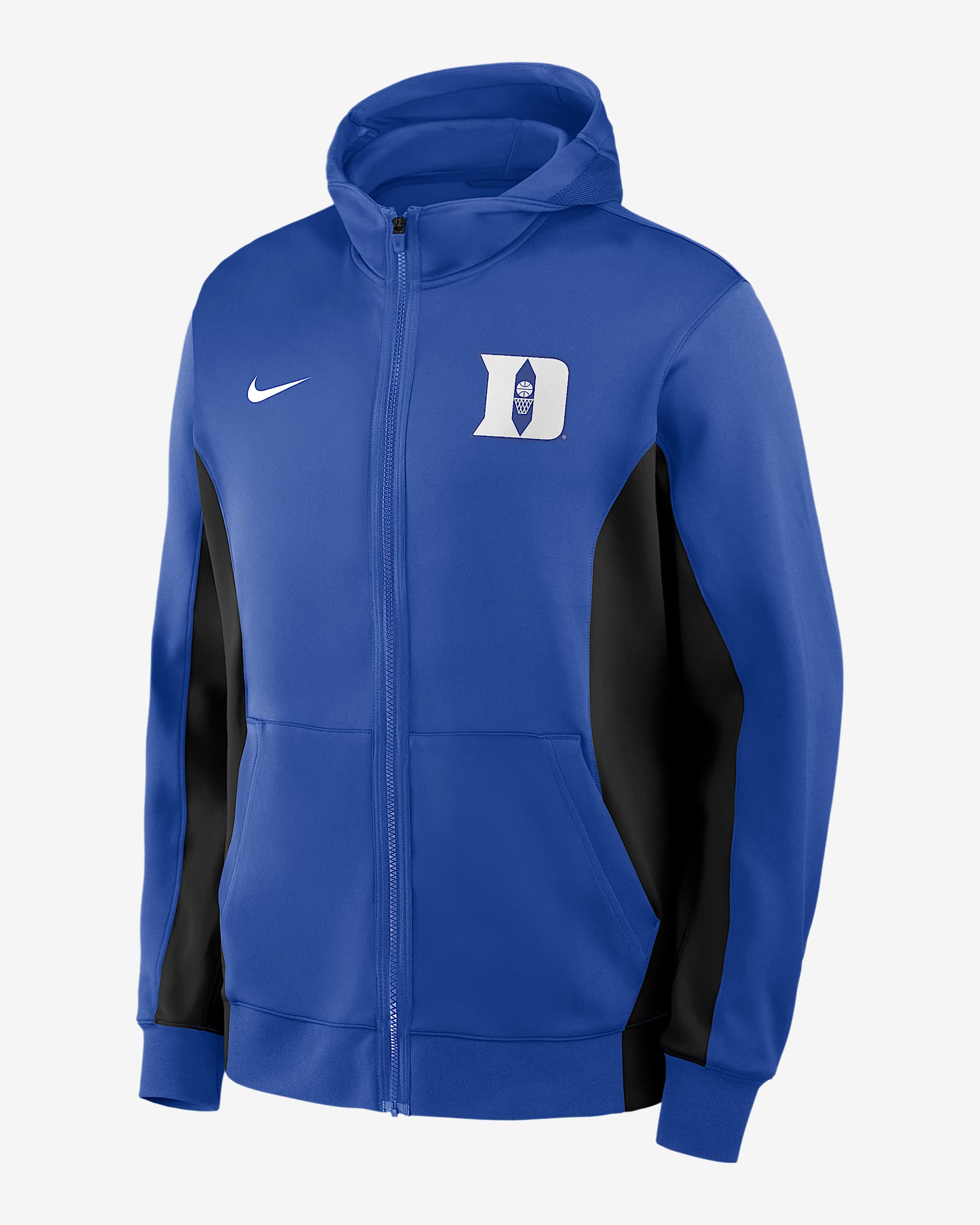 Chamarra con gorro universitaria Nike Dri-FIT de cierre completo para hombre Duke de partido - Royal