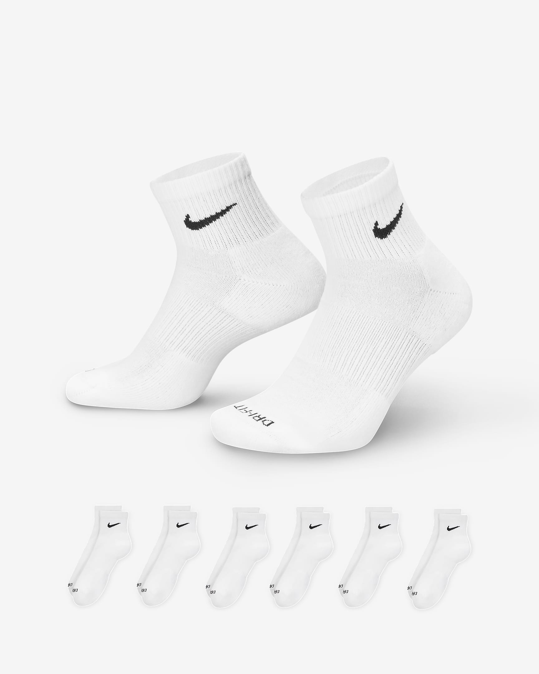 Nike Everyday Plus Cushioned Training Ankle Socks (6 Pairs) - White/Black