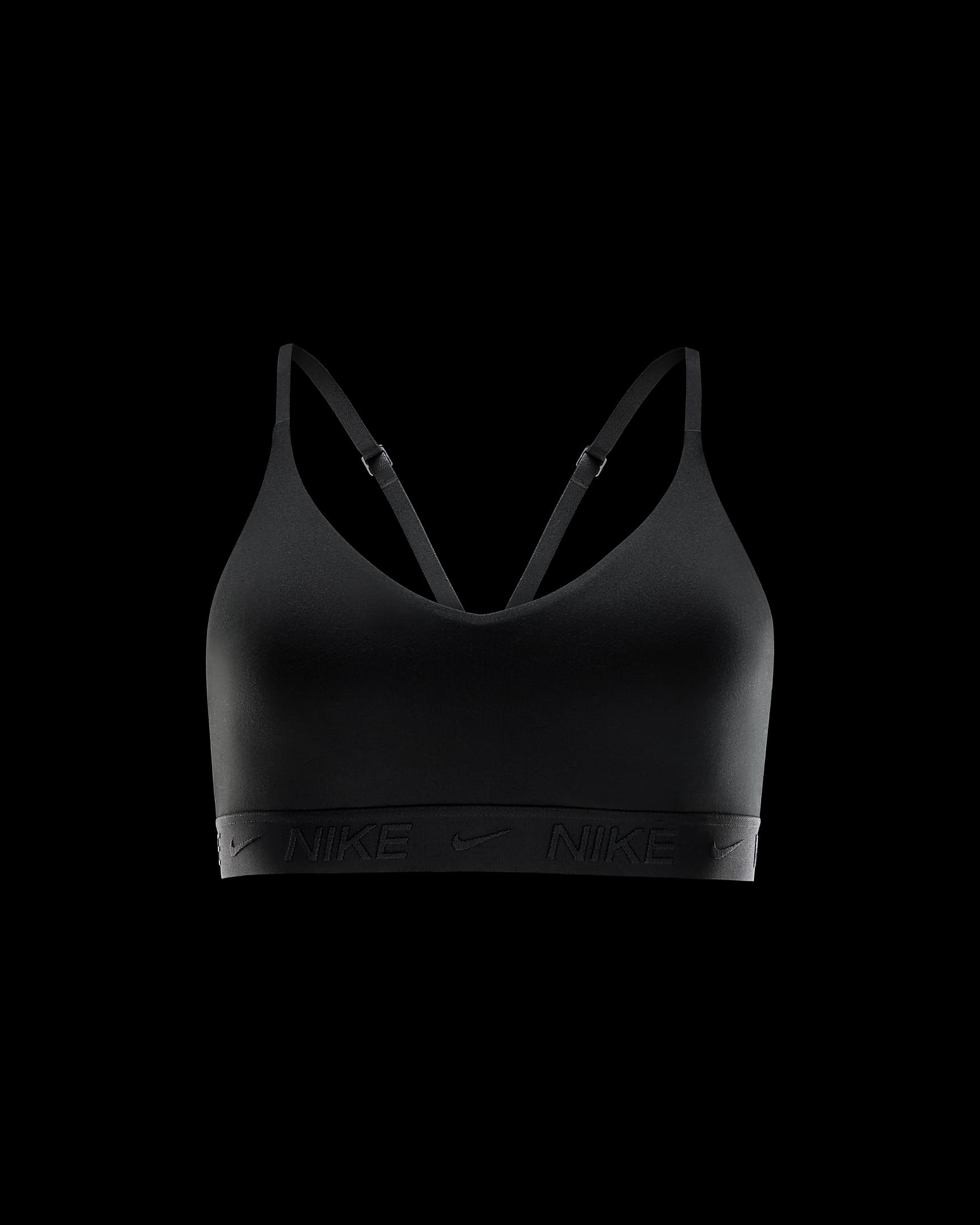 Brassière de sport réglable rembourrée à maintien léger Nike Indy pour femme - Noir/Noir/Noir