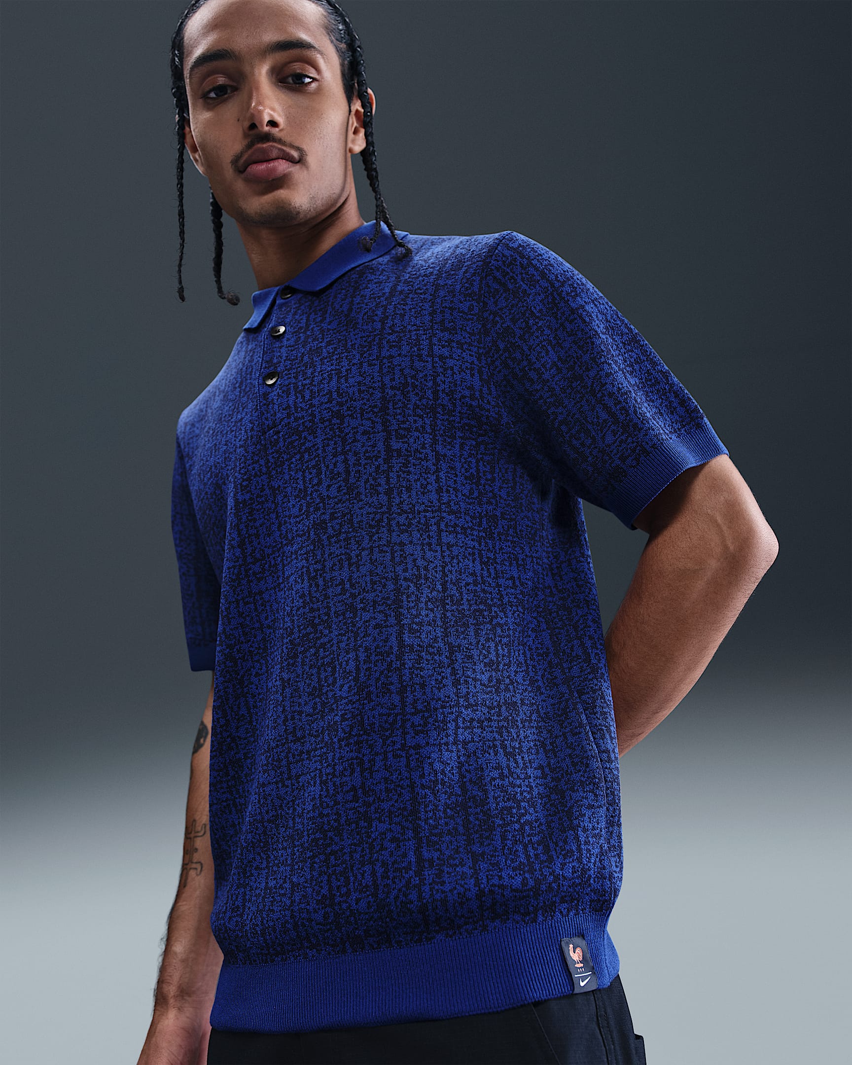 FFF Club Nike Fußball-Poloshirt aus Strickmaterial (Herren) - Bright Blue/Pale Ivory
