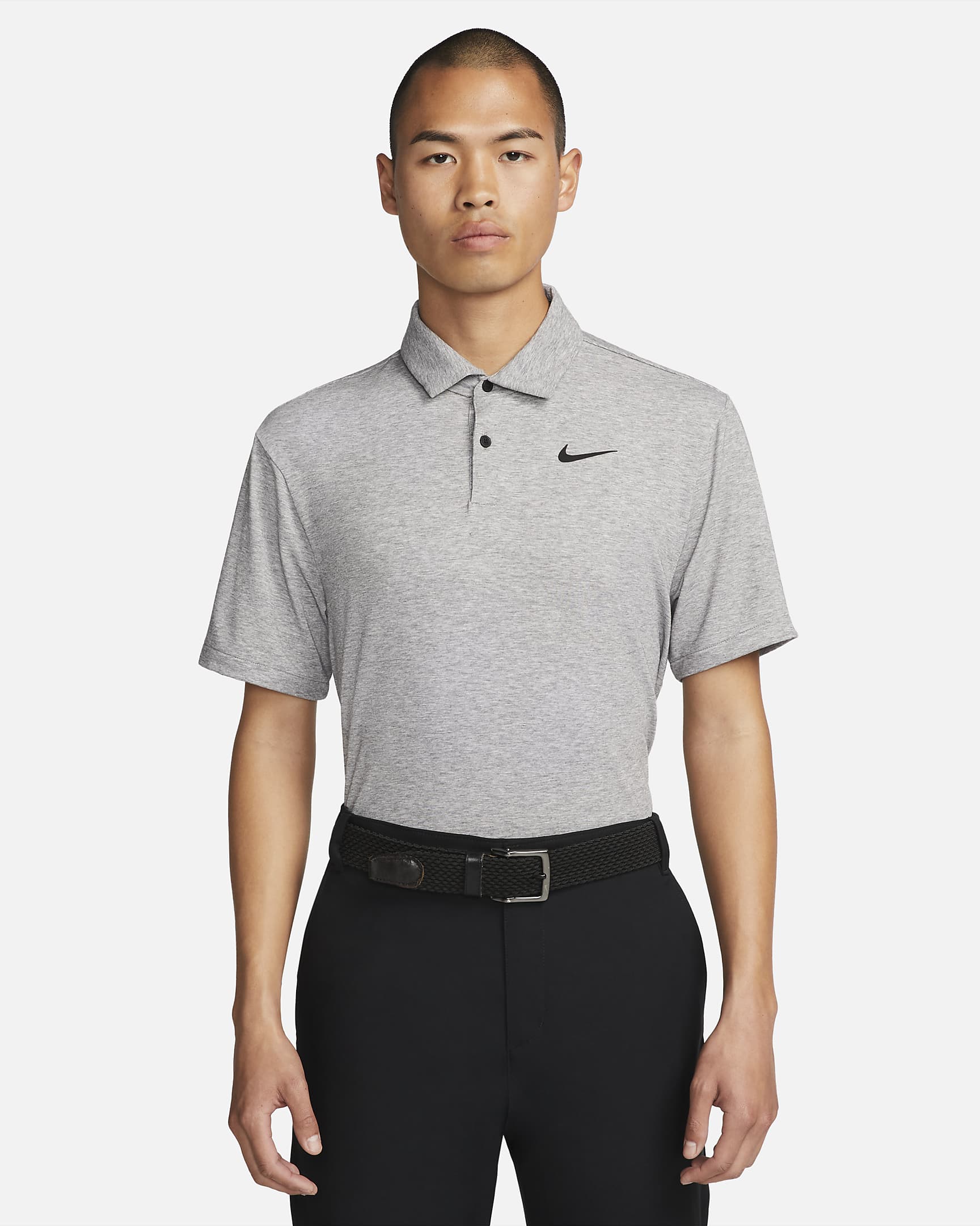 Nike Dri-FIT Tour Men's Golf Polo - Grey Heather/Black