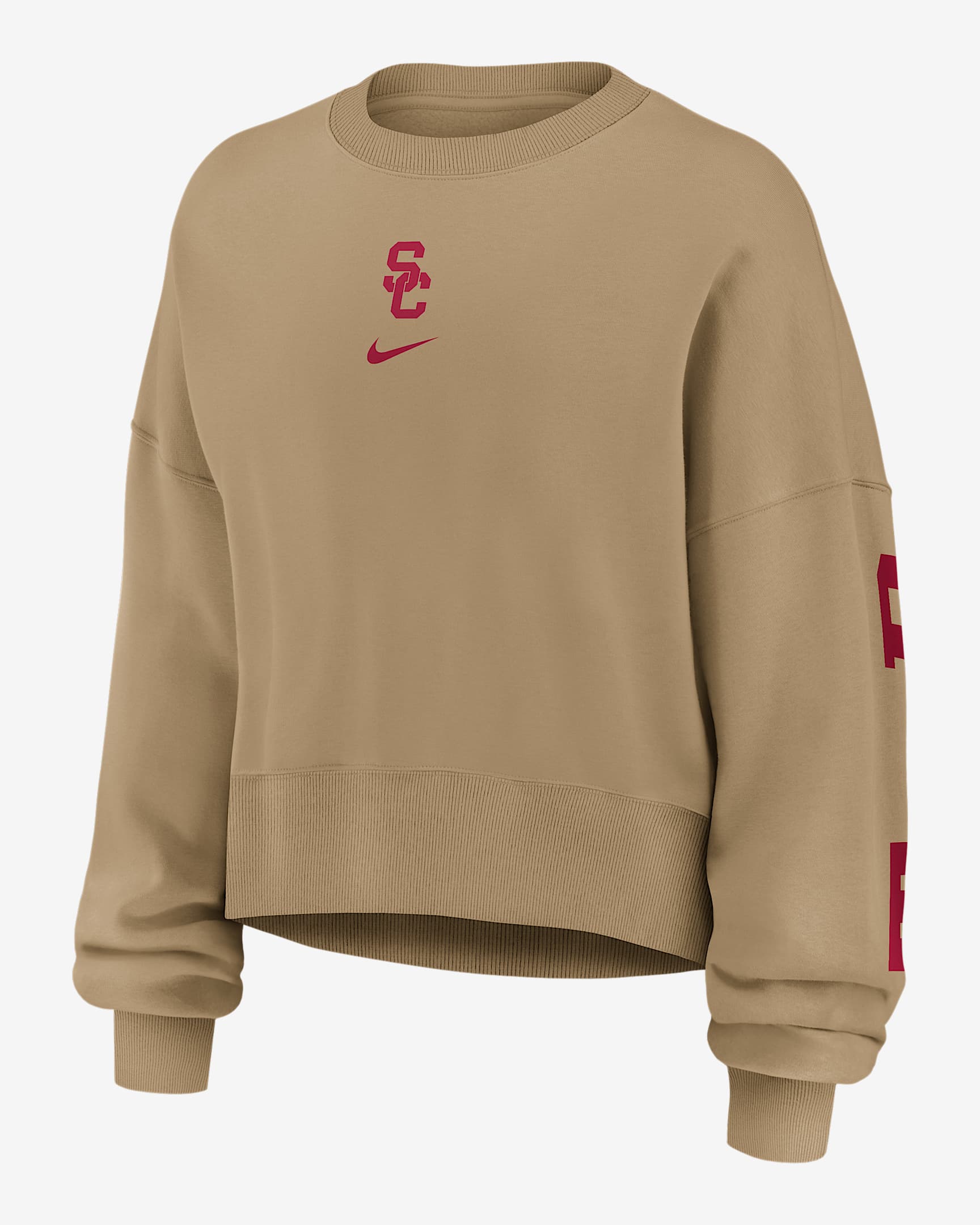 USC Phoenix 2-Hit Women's Nike College Pullover Crew - Parachute Beige