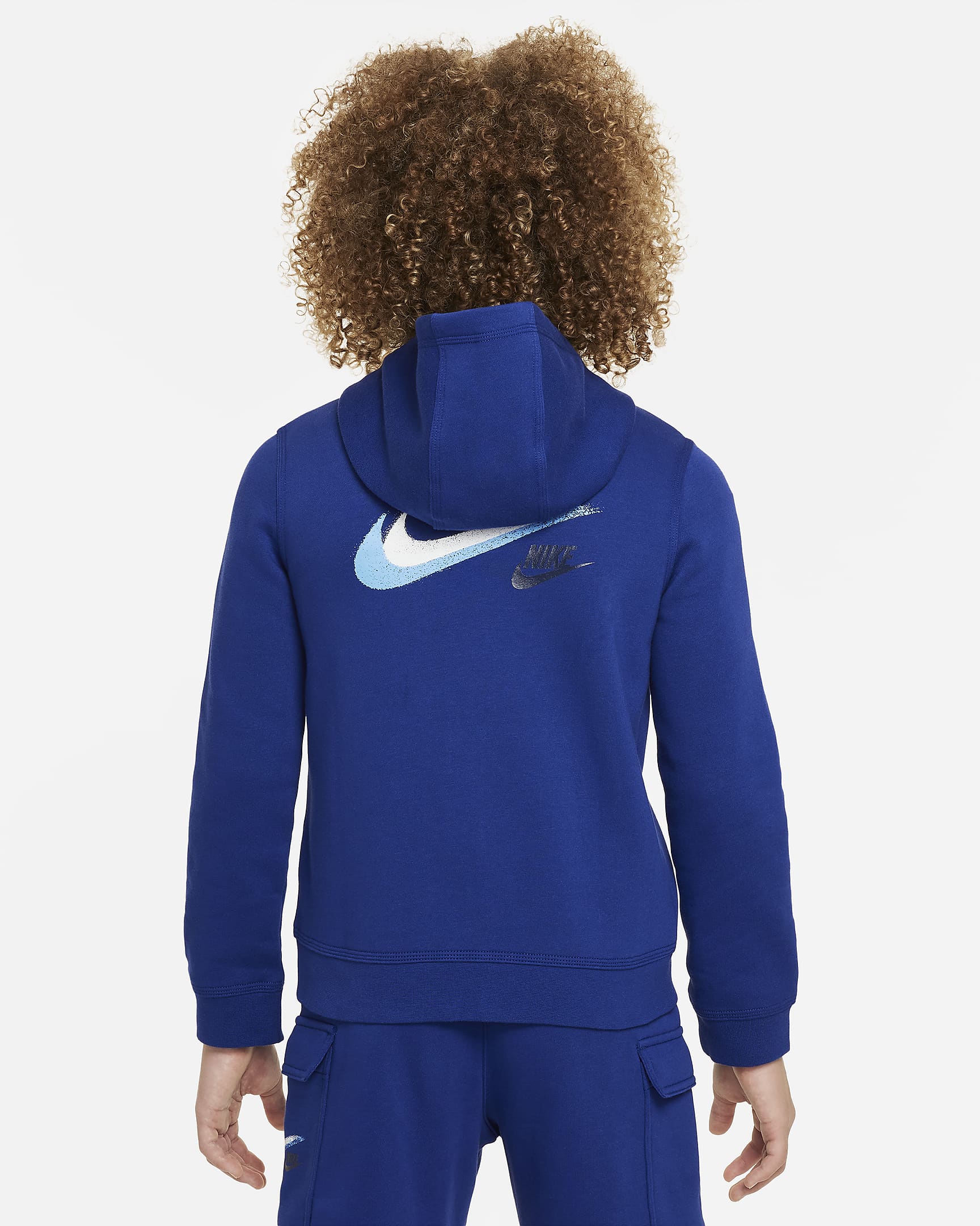 Nike Sportswear Older Kids' (Boys') Fleece Full-Zip Graphic Hoodie - Deep Royal Blue