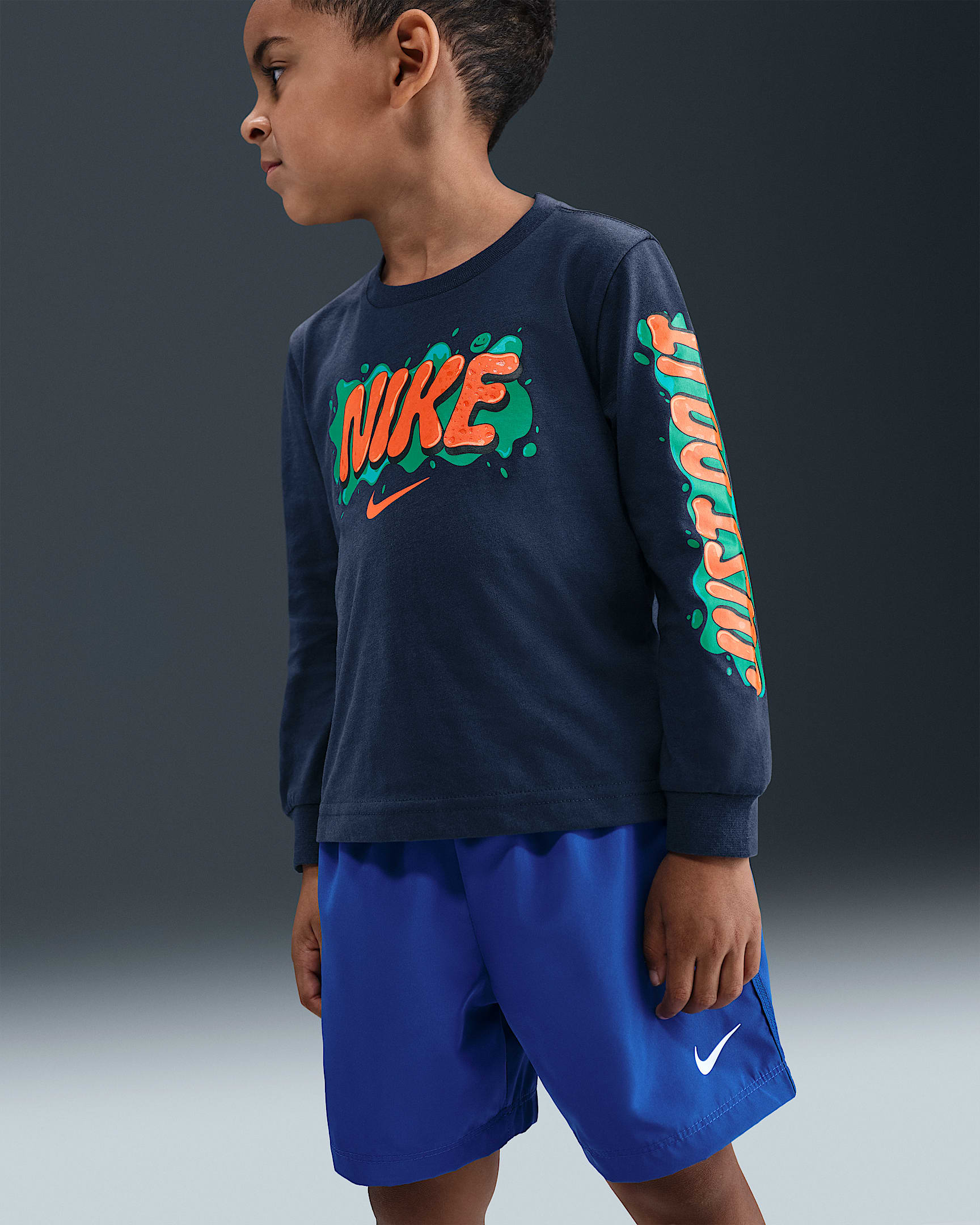 Nike Toddler Slime Long Sleeve T-Shirt - Midnight Navy