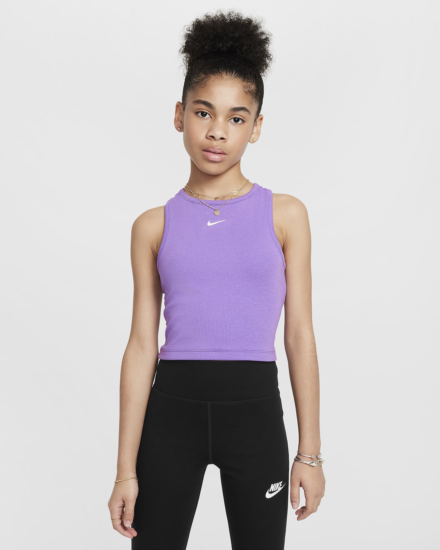 Nike Sportswear Girls' Ribbed Tank Top - Black Raspberry