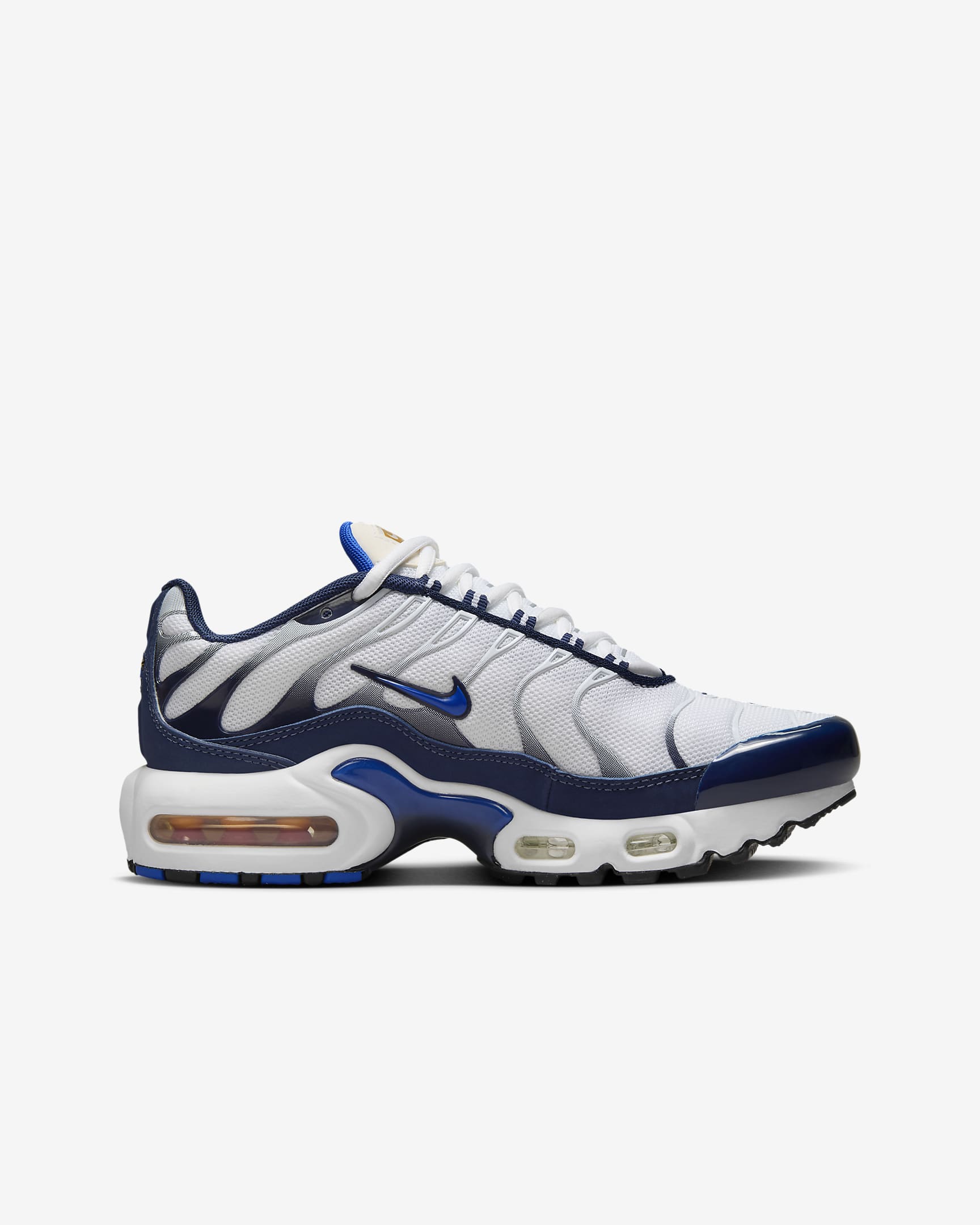 Nike Air Max Plus Schuh für ältere Kinder - Weiß/Midnight Navy/Bronzine/Hyper Royal