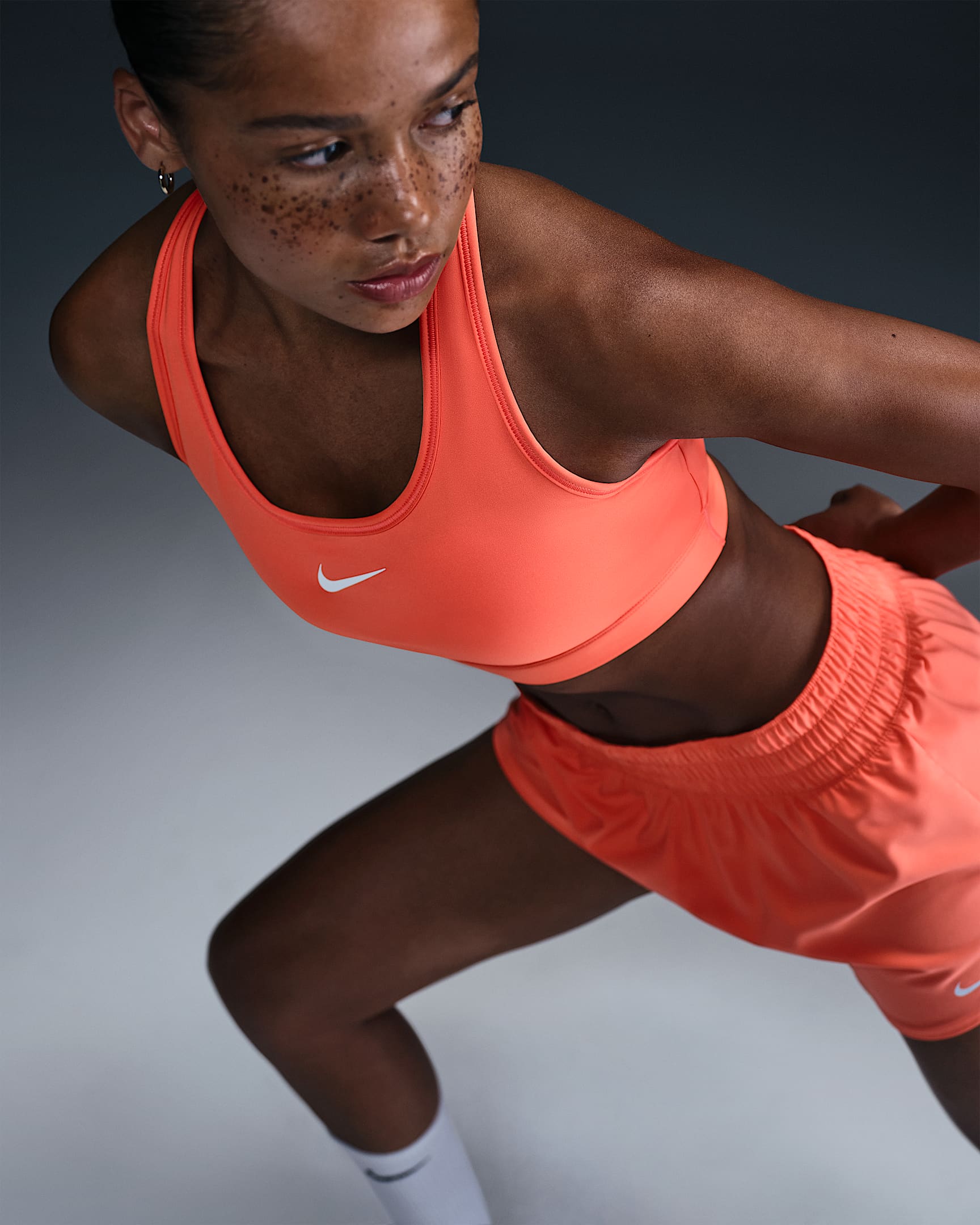 Nike Swoosh Medium Support Women's Padded Sports Bra - Light Wild Mango/White