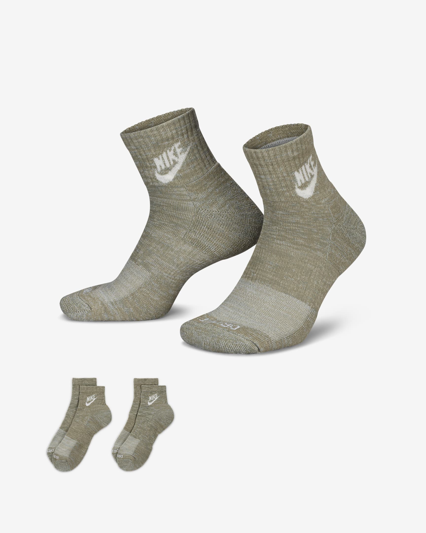 Calcetines al tobillo Nike Everyday Plus Cushioned - Oliva neutro/Negro