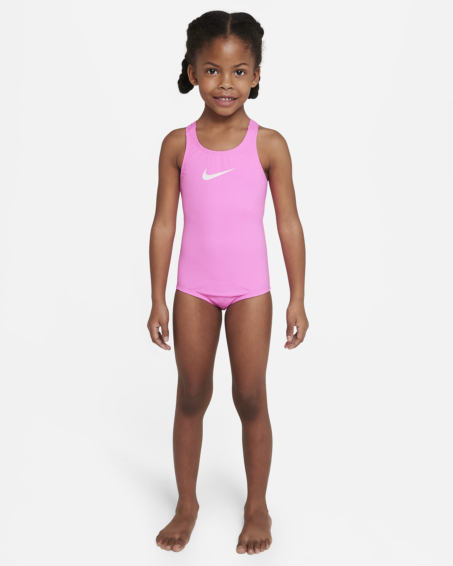 Traje de baño de una sola pieza con espalda deportiva para niña talla pequeña Nike Swim Essential - Hechizo rosa