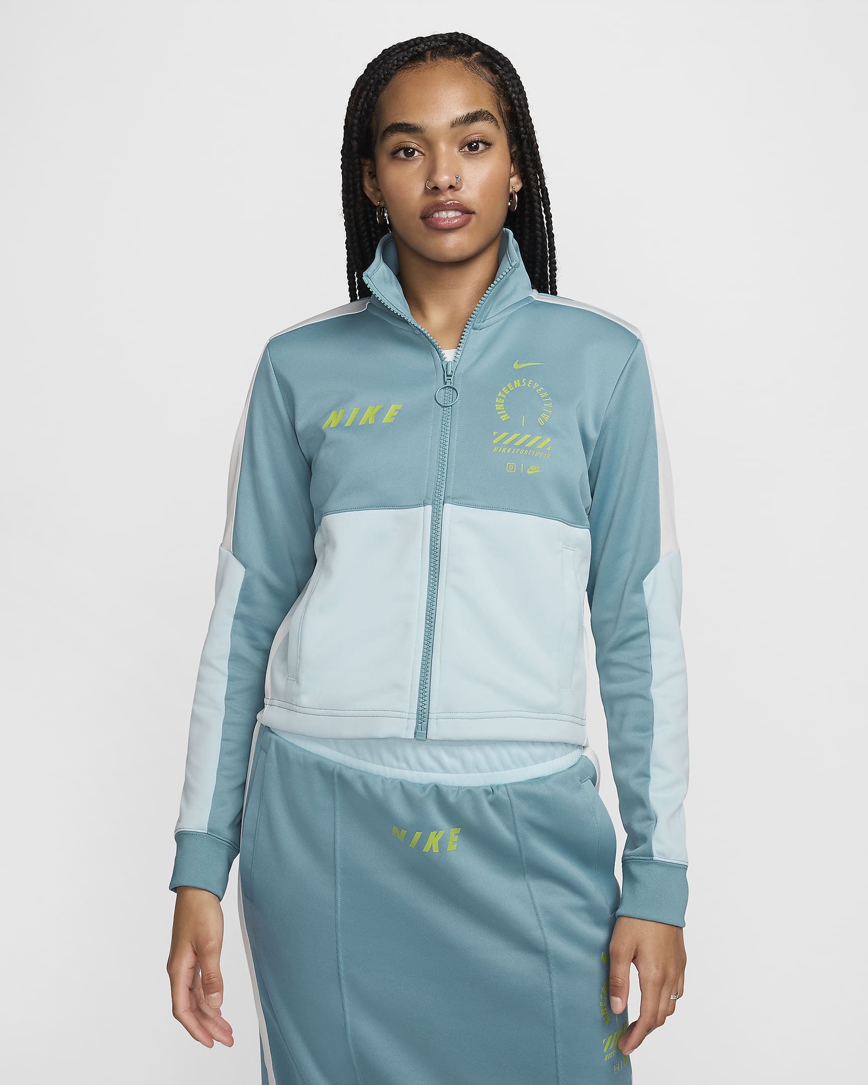 Nike Sportswear trainingstop voor dames - Denim Turquoise/Glacier Blue/Sail