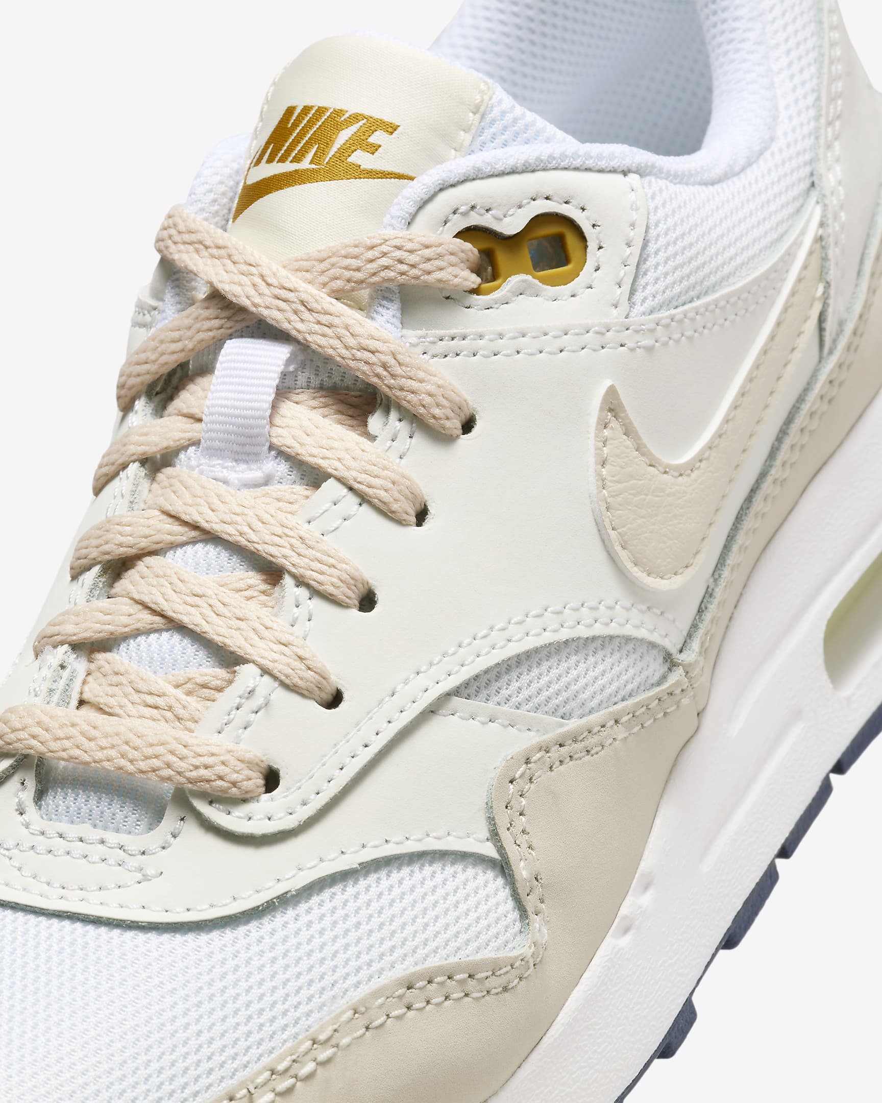 Air Max 1 Older Kids' Shoes - White/Bronzine/Barely Volt/Light Orewood Brown