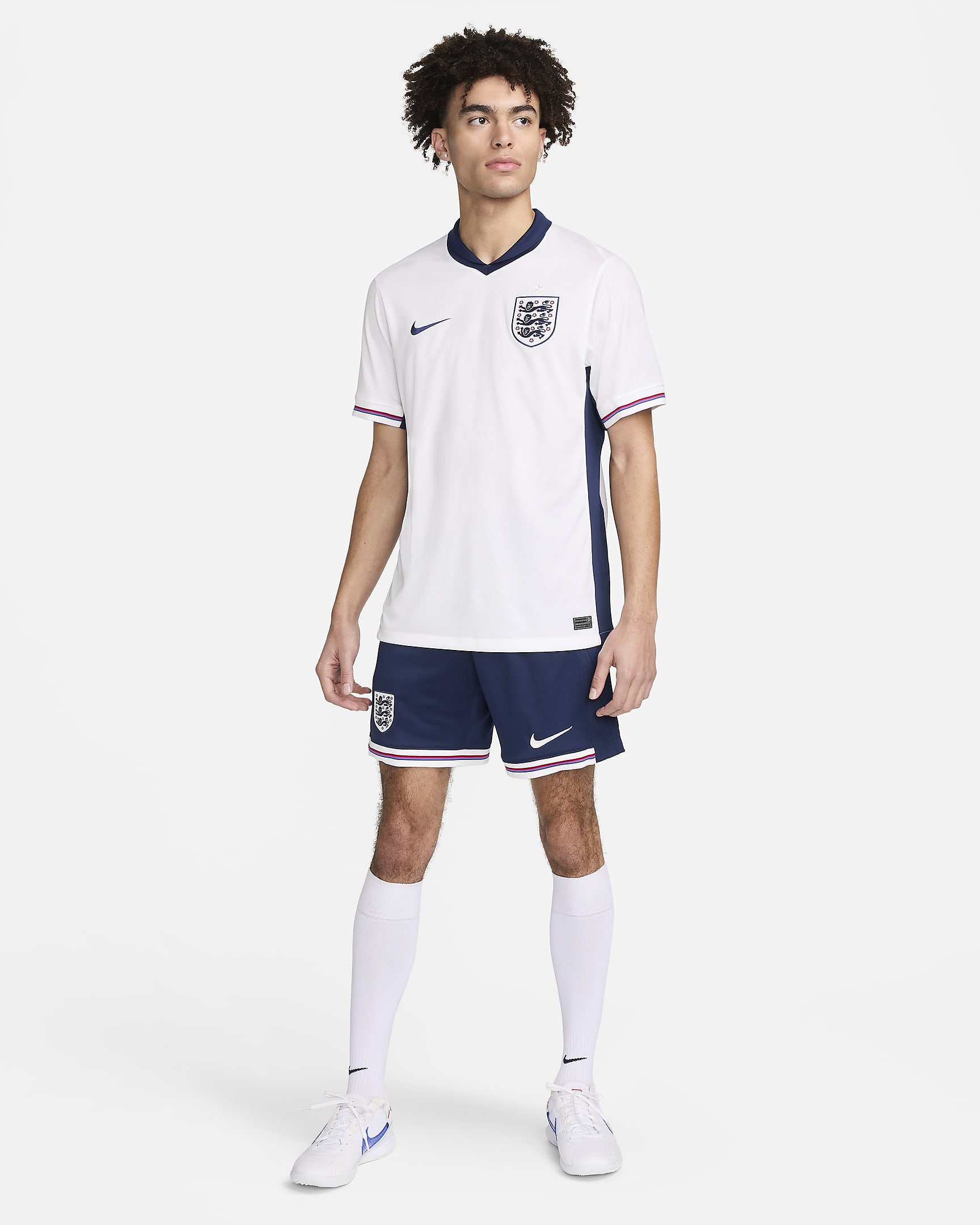 England (Men's Team) 2024/25 Stadium Home Men's Nike DriFIT Soccer Replica Jersey.