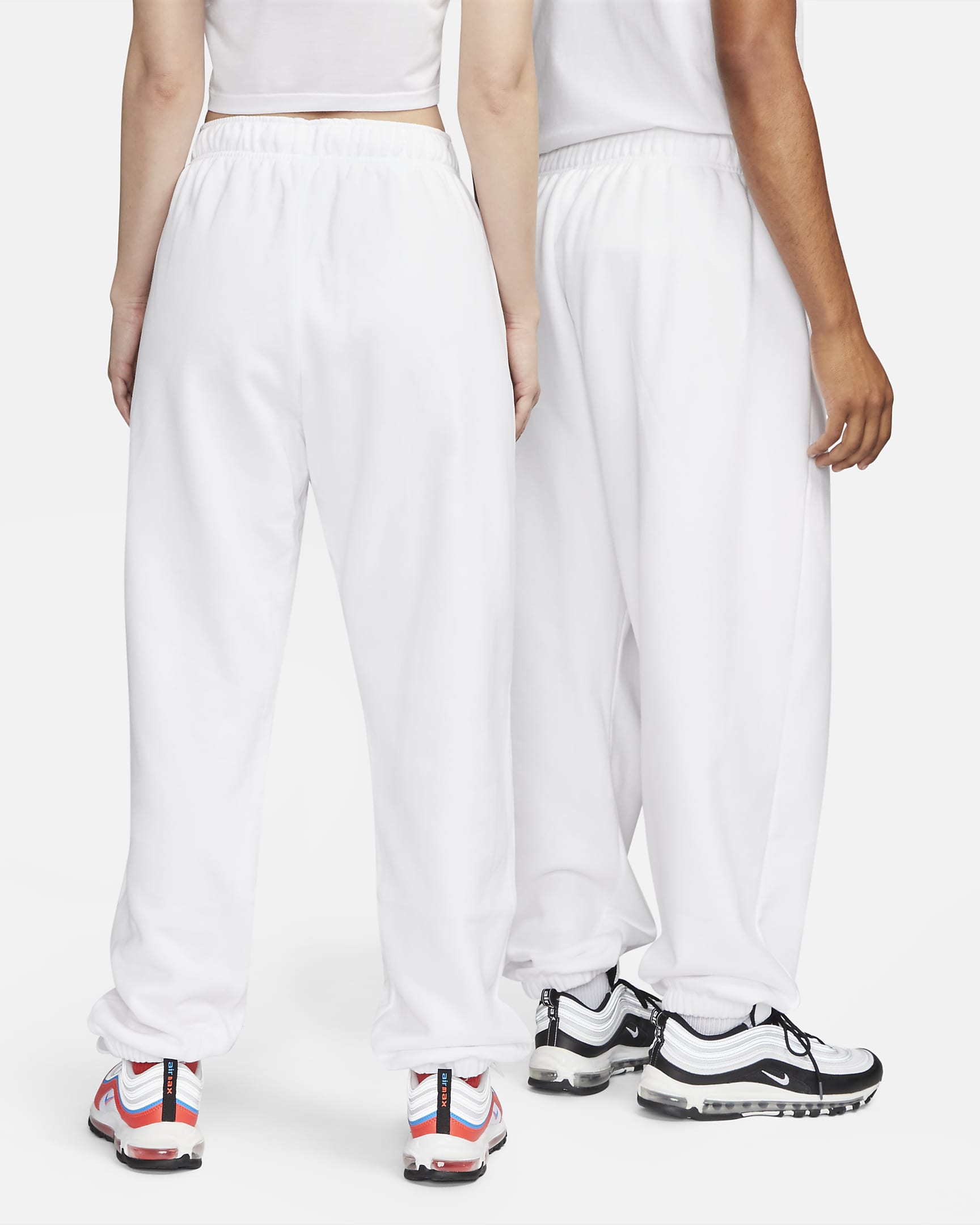 Pants de entrenamiento oversized de tiro medio para mujer Nike Sportswear Club Fleece - Blanco/Negro