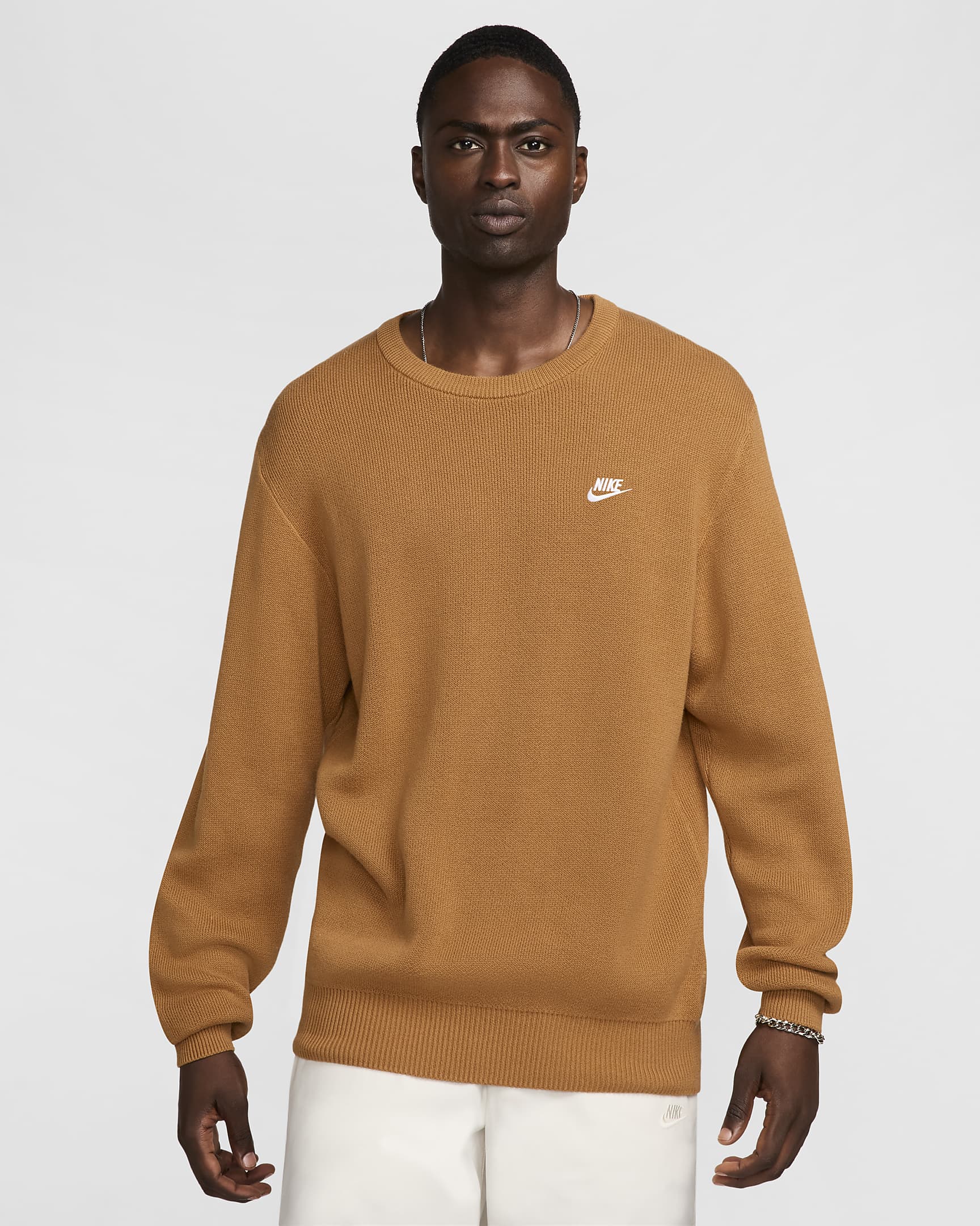 Nike Club Men's Crew-Neck Jumper - Flax/White