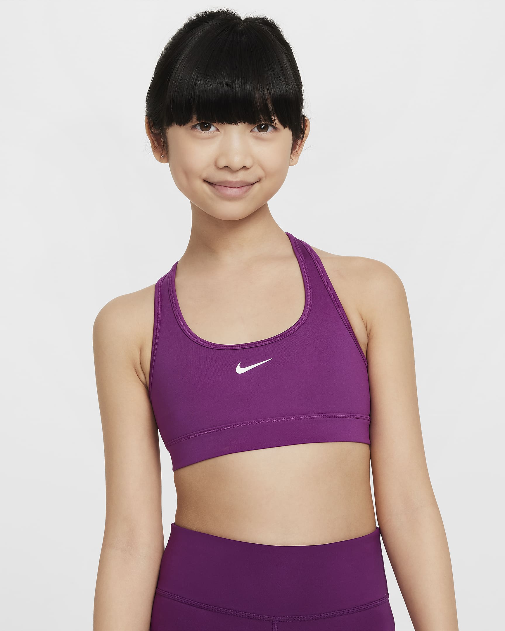 Nike Swoosh Older Kids' (Girls') Sports Bra - Viotech/White