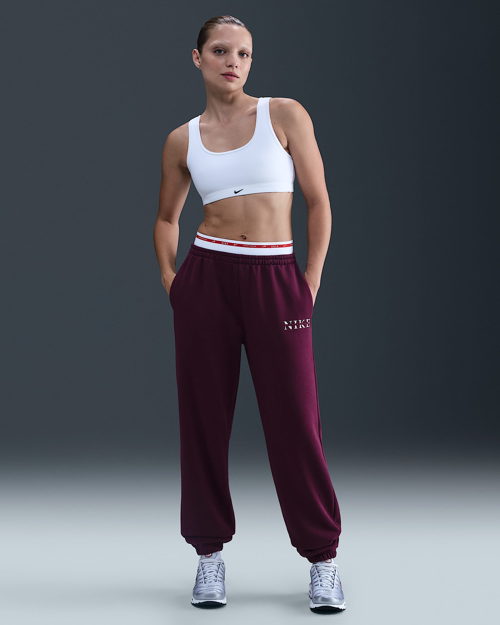 Nike Sportswear Phoenix Fleece Women's High-Waisted Tracksuit Bottoms - Bordeaux