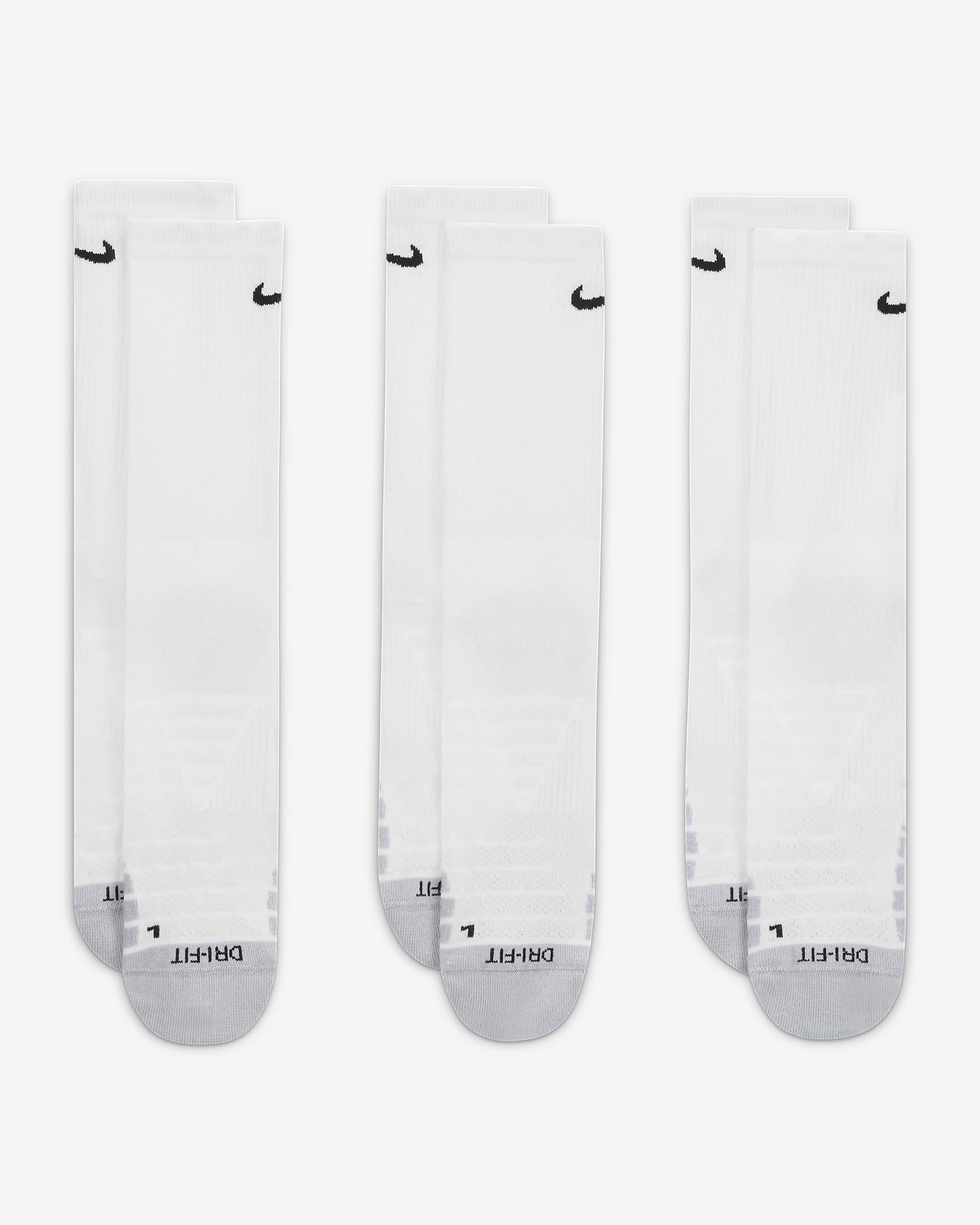 Nike Everyday Max Cushioned Training Crew Socks (3 Pairs) - White/Wolf Grey/Black