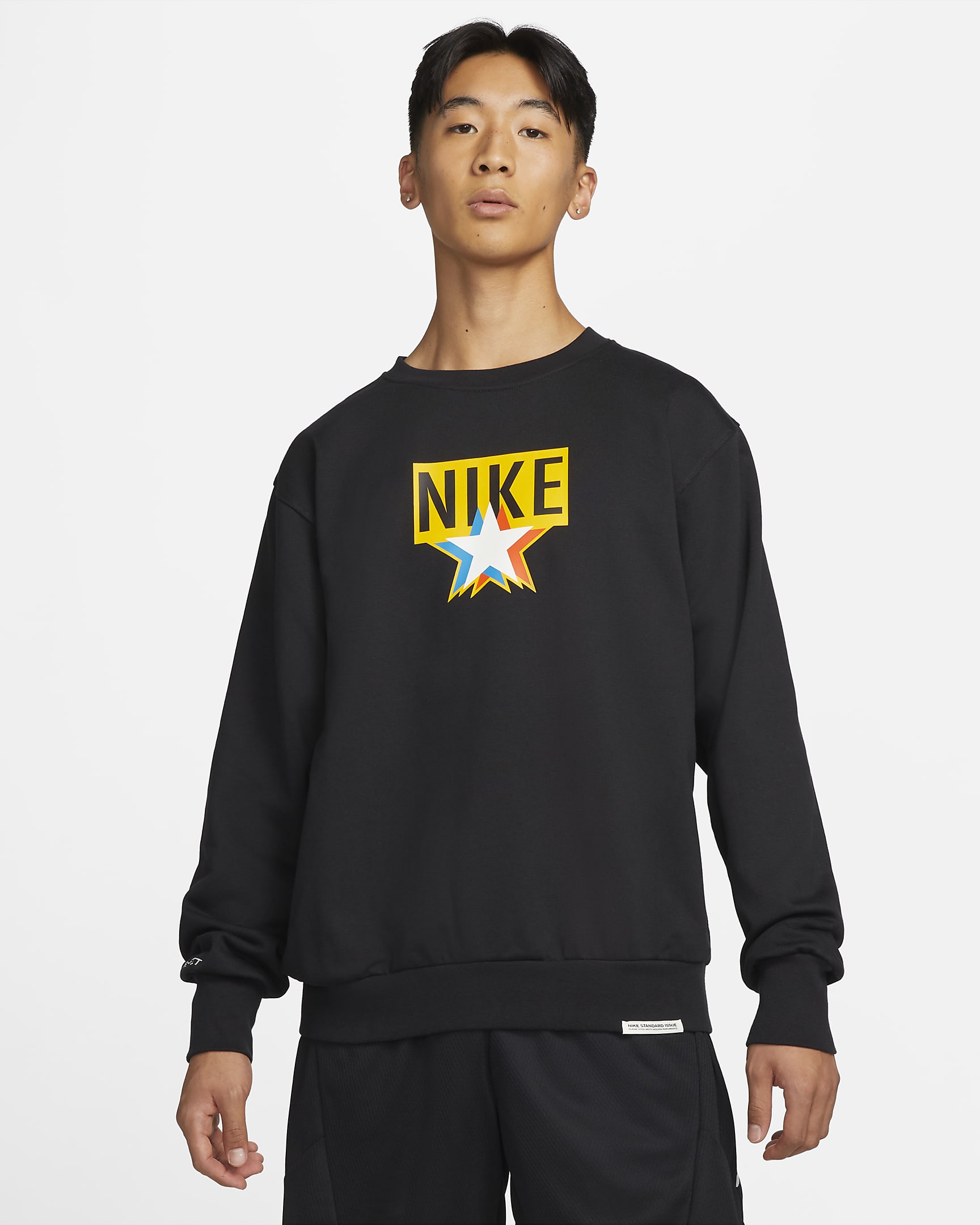 Sudadera de cuello redondo de básquetbol para hombre Nike Standard Issue - Negro/Vela