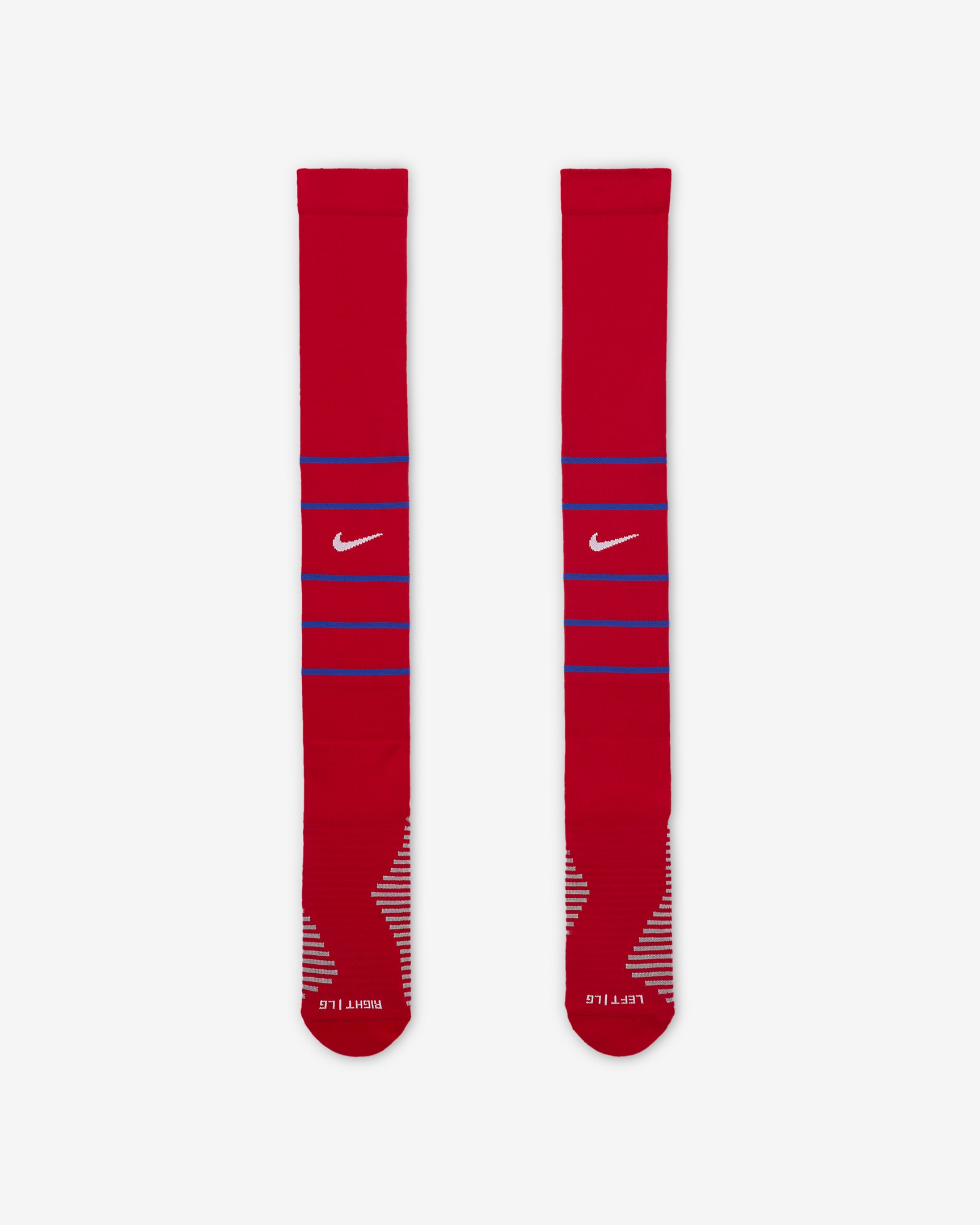 FFF Strike Home kniehohe Fußballsocken mit Nike Dri-FIT-Technologie - University Red/Bright Blue/Weiß