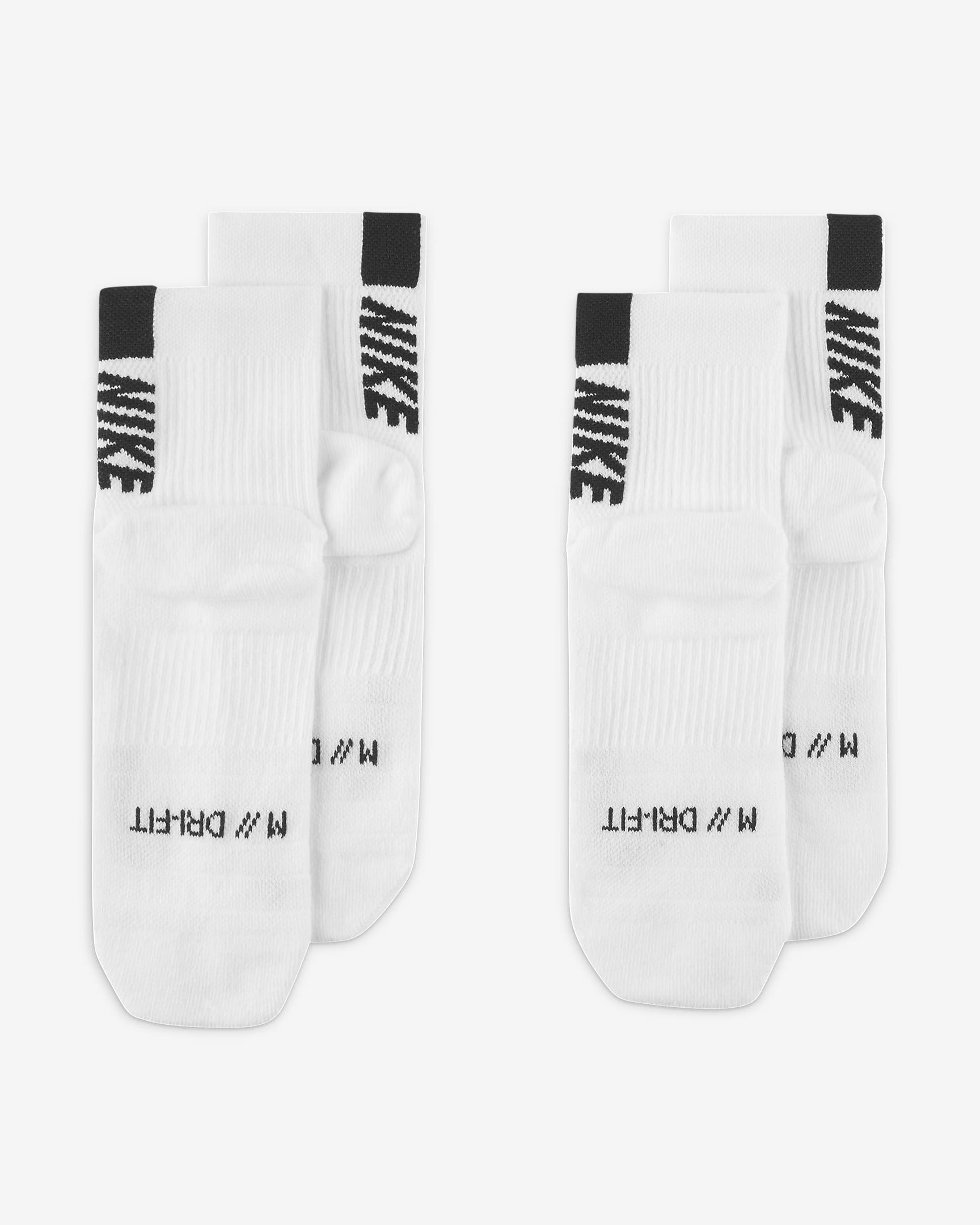 Nike Multiplier Running Ankle Socks (2 Pair) - White/Black