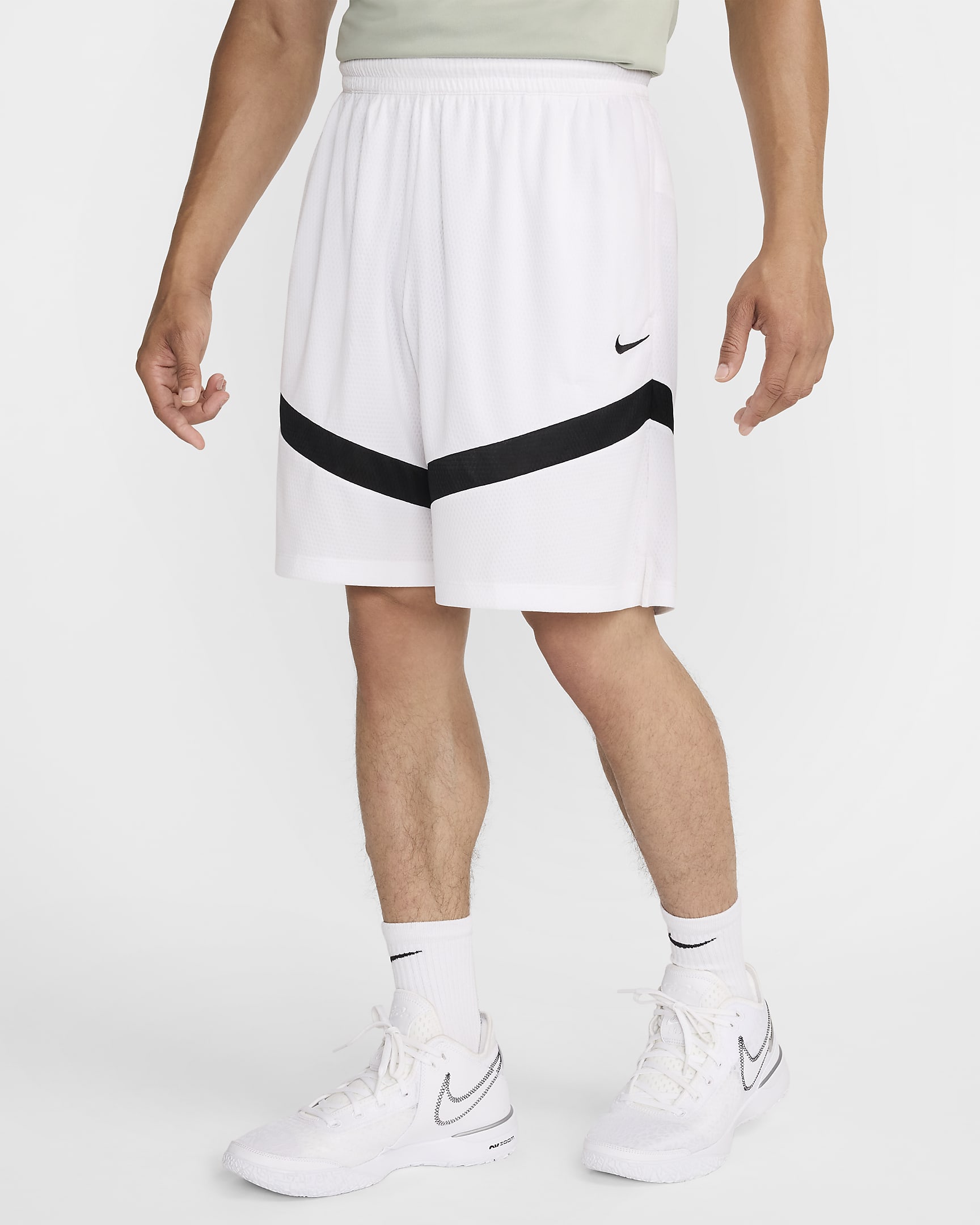 Short de basketball 20 cm Dri-FIT Nike Icon pour homme - Blanc/Blanc/Noir/Noir