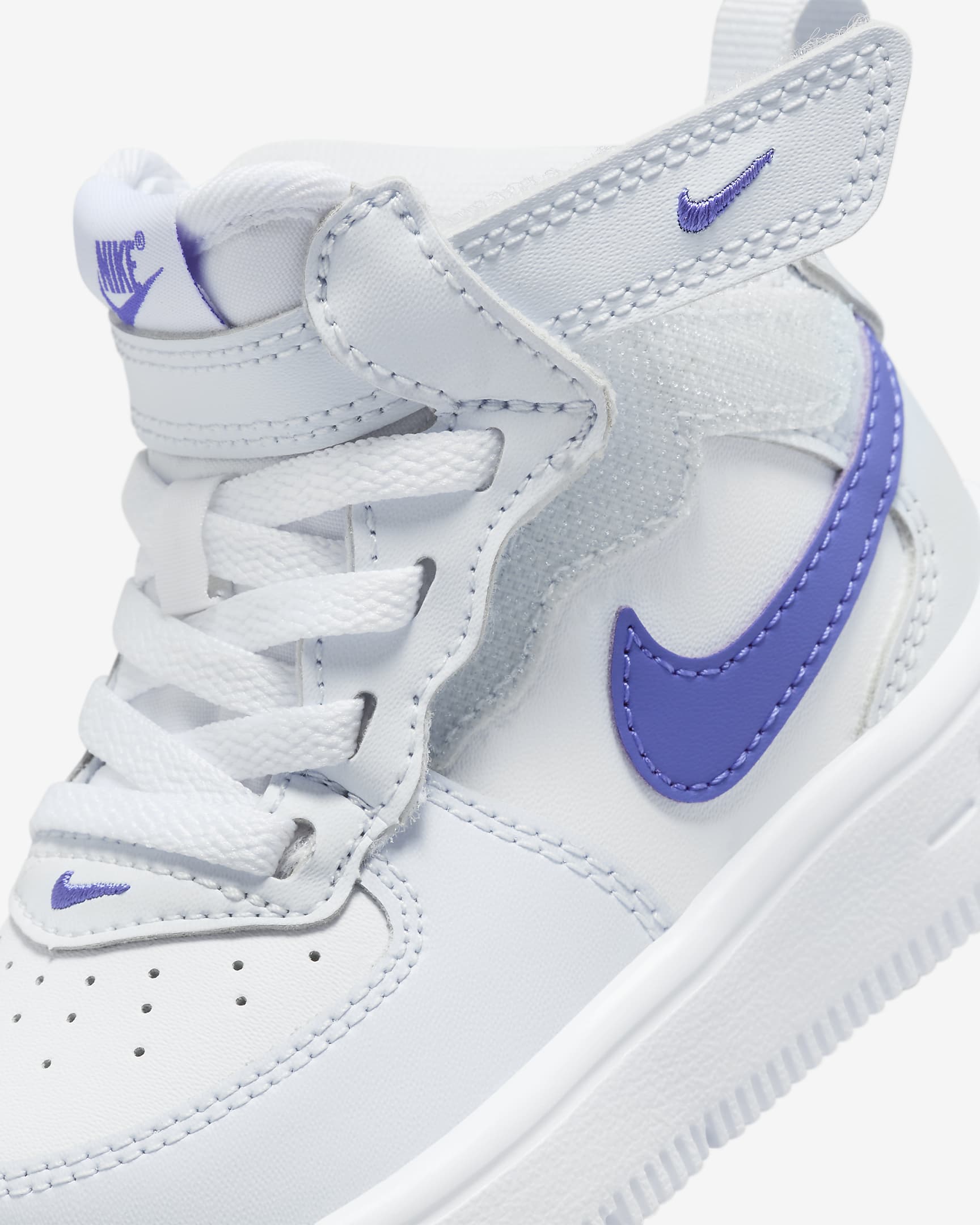 Tenis para bebé e infantil Nike Force 1 Mid EasyOn - Gris fútbol/Blanco/Violeta persa