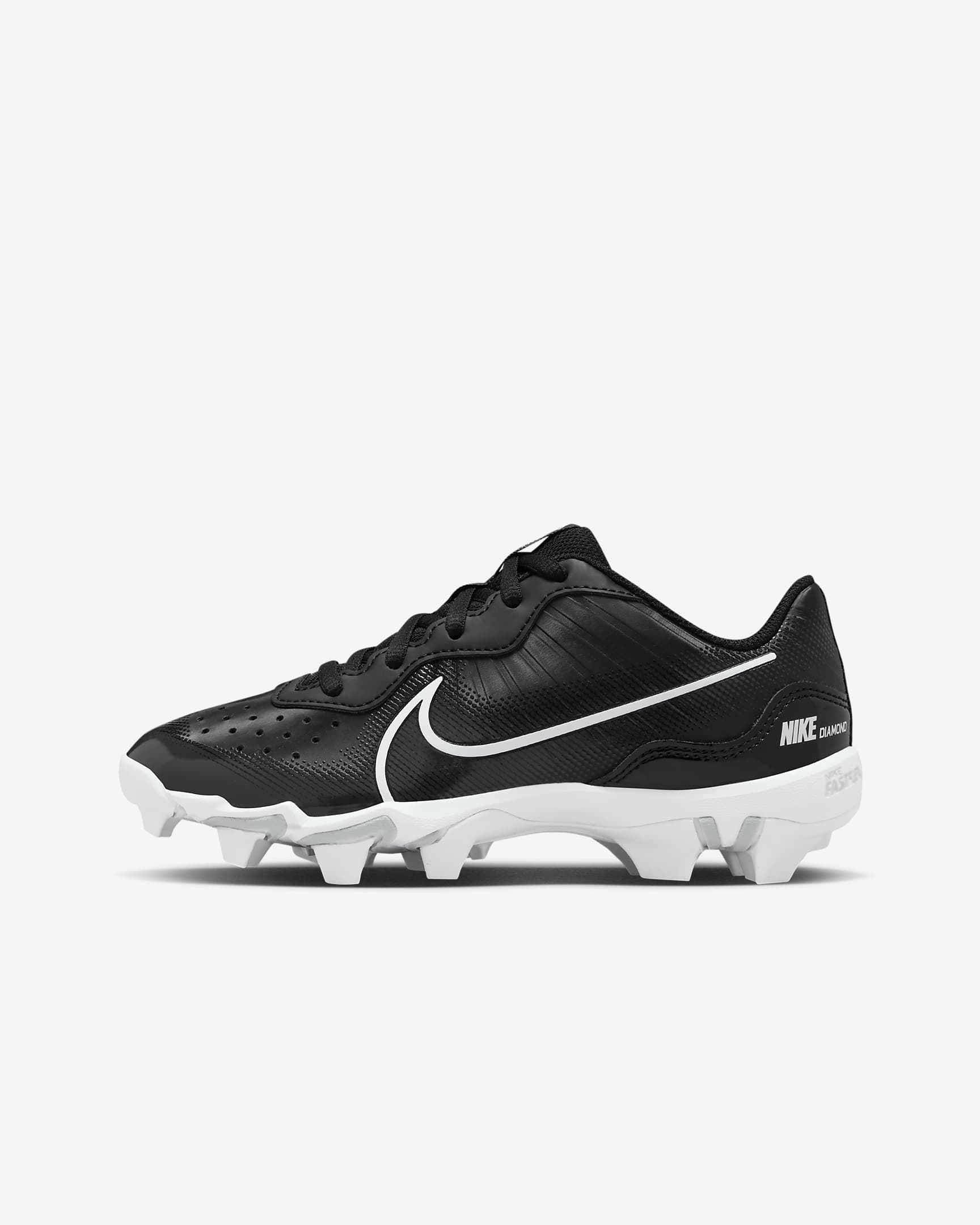 Tacos de béisbol para niños talla pequeña/grande Nike Alpha Huarache 4 Keystone - Negro/Platino puro/Blanco