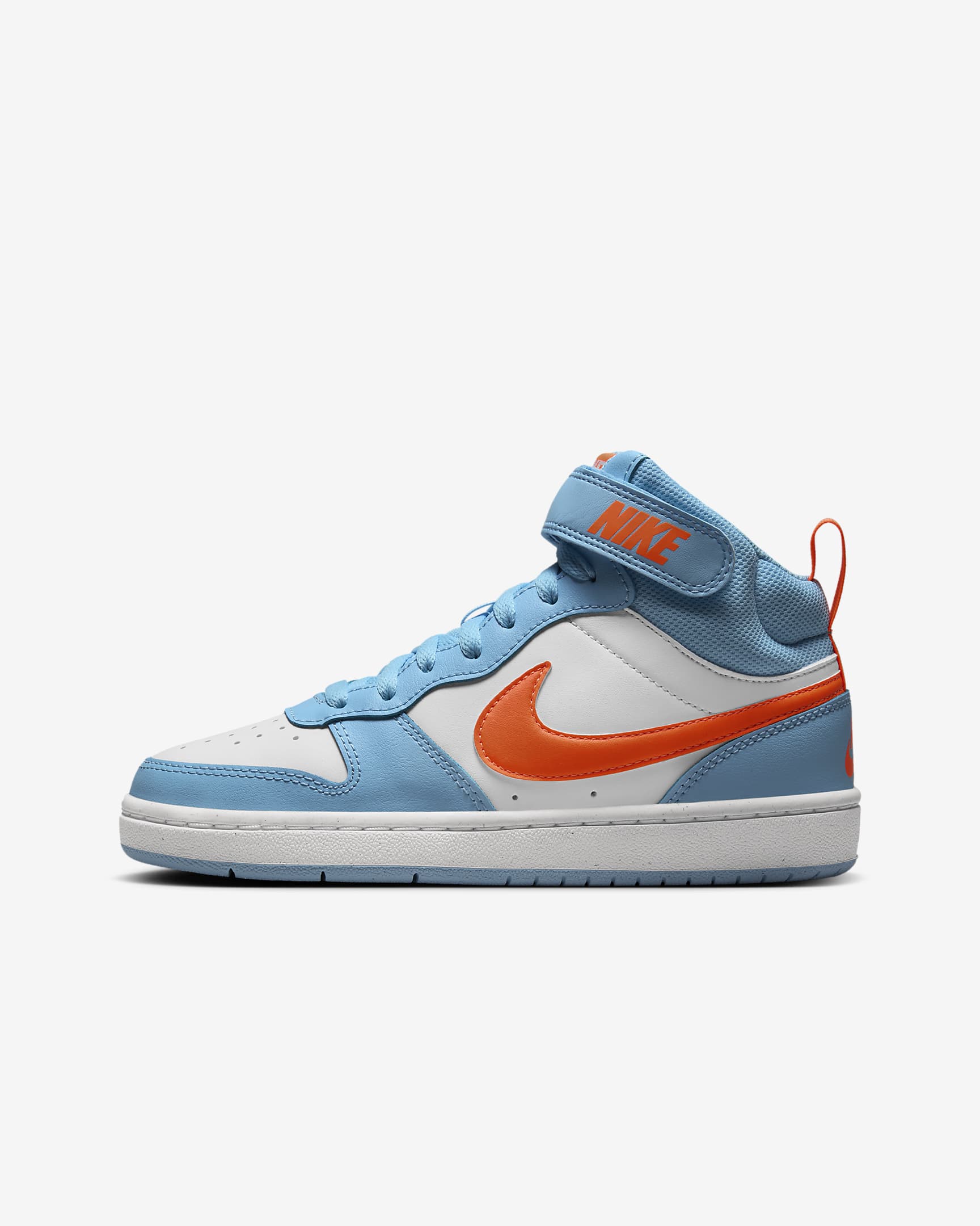 Nike Court Borough Mid 2 Big Kids' Shoes - Aquarius Blue/White/Total Orange