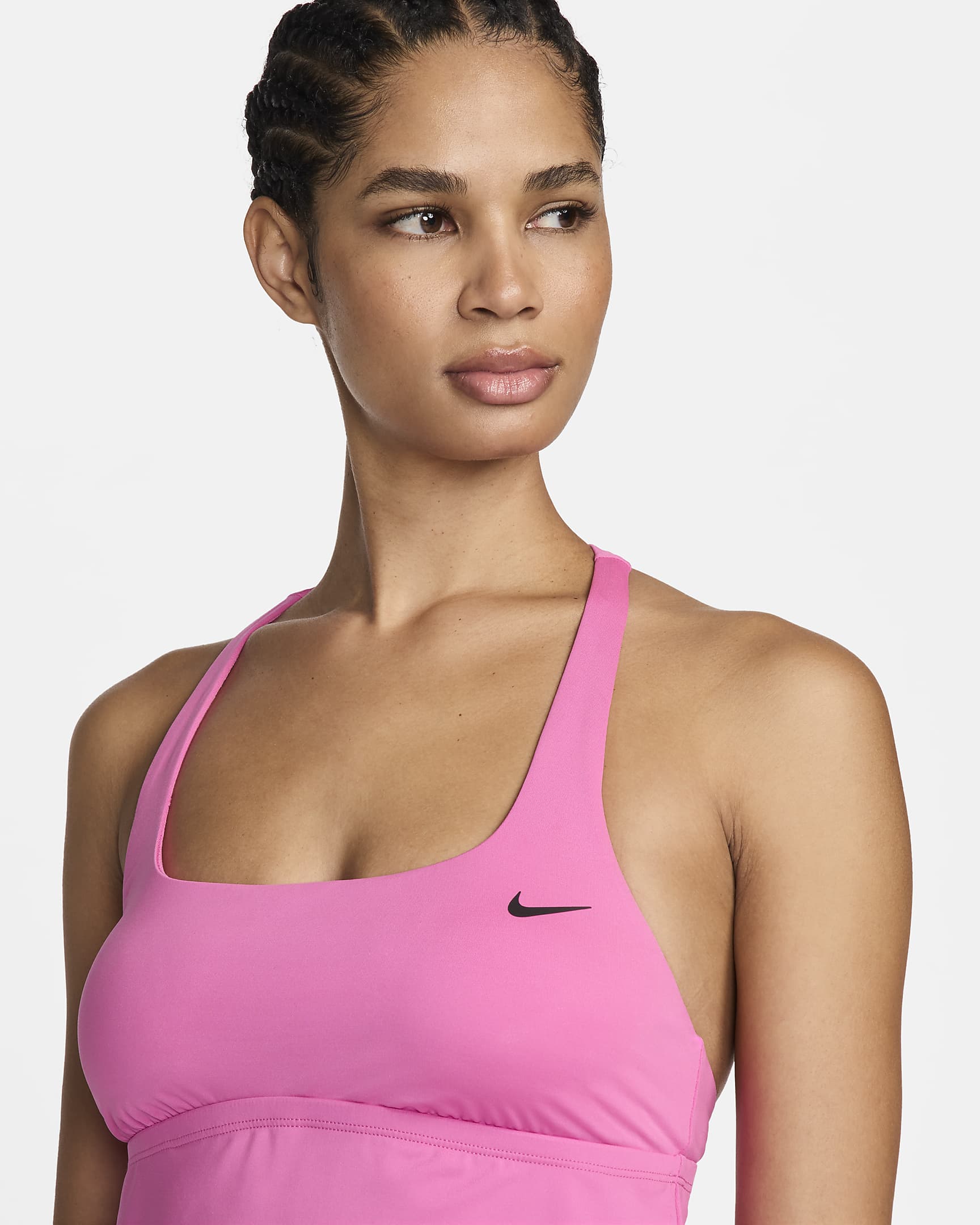 Top tankini de cuello cuadrado para mujer Nike Swim Essential - Rosa alegre