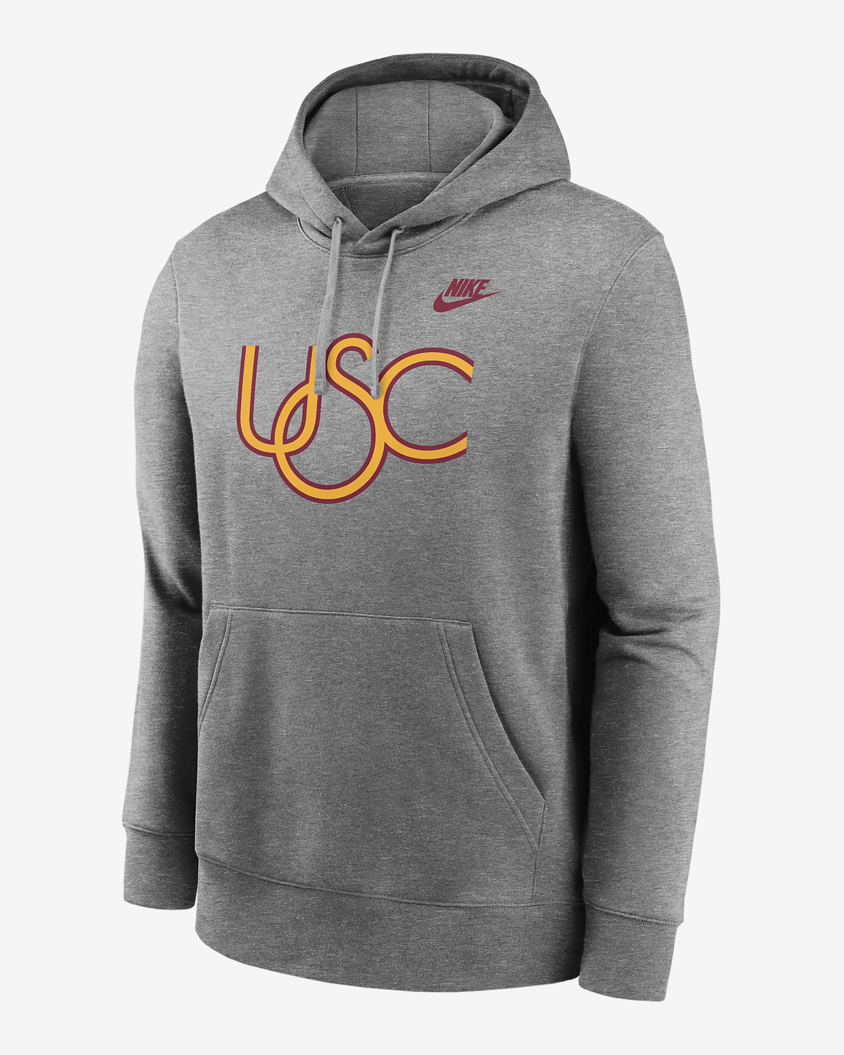 USC Trojans Legacy Club Primary Logo Men's Nike College Pullover Hoodie - Dark Grey Heather