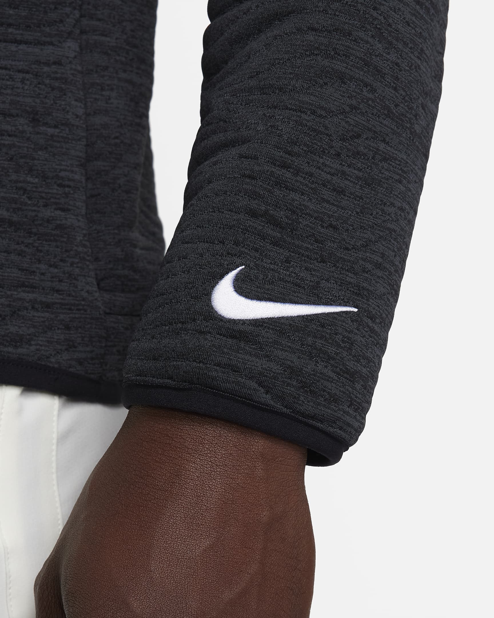 Nike Tour Dri-FIT kerek nyakkivágású férfipulóver golfhoz - Fekete/Fekete/Fehér