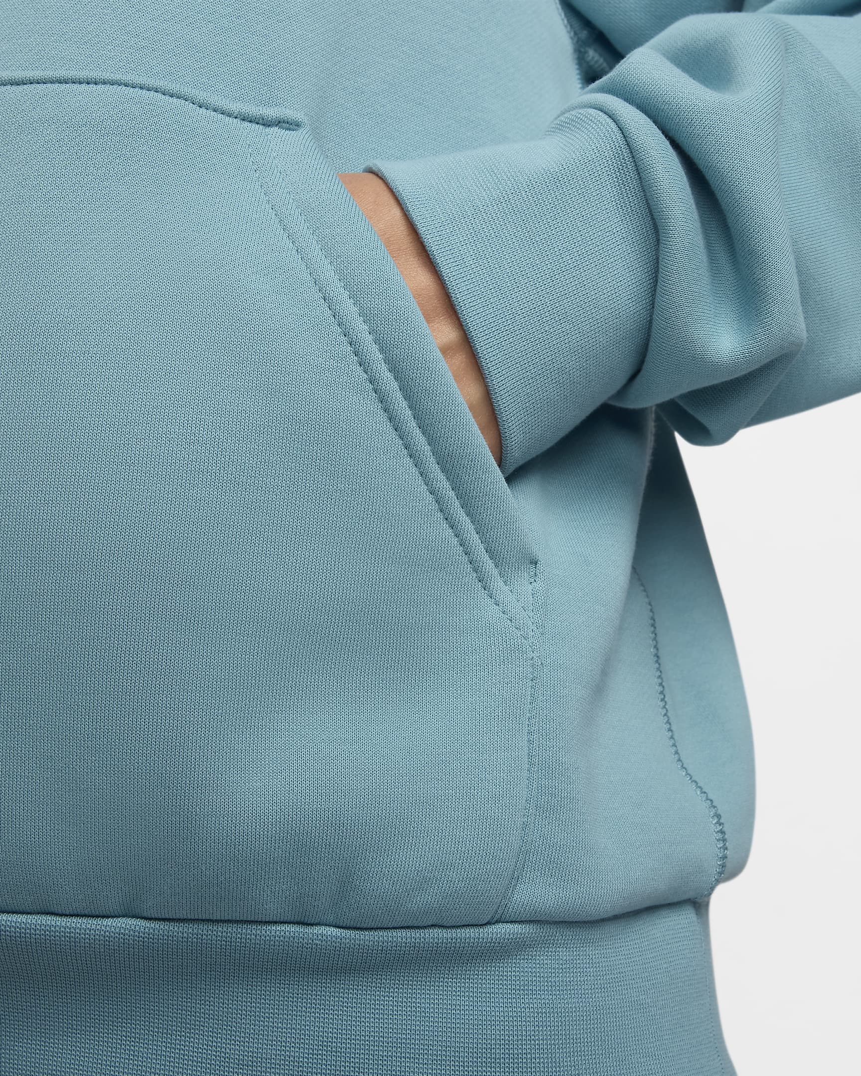 Nike SB Fleece Kapüşonlu Kaykay Sweatshirt'ü - Denim Turquoise/Beyaz