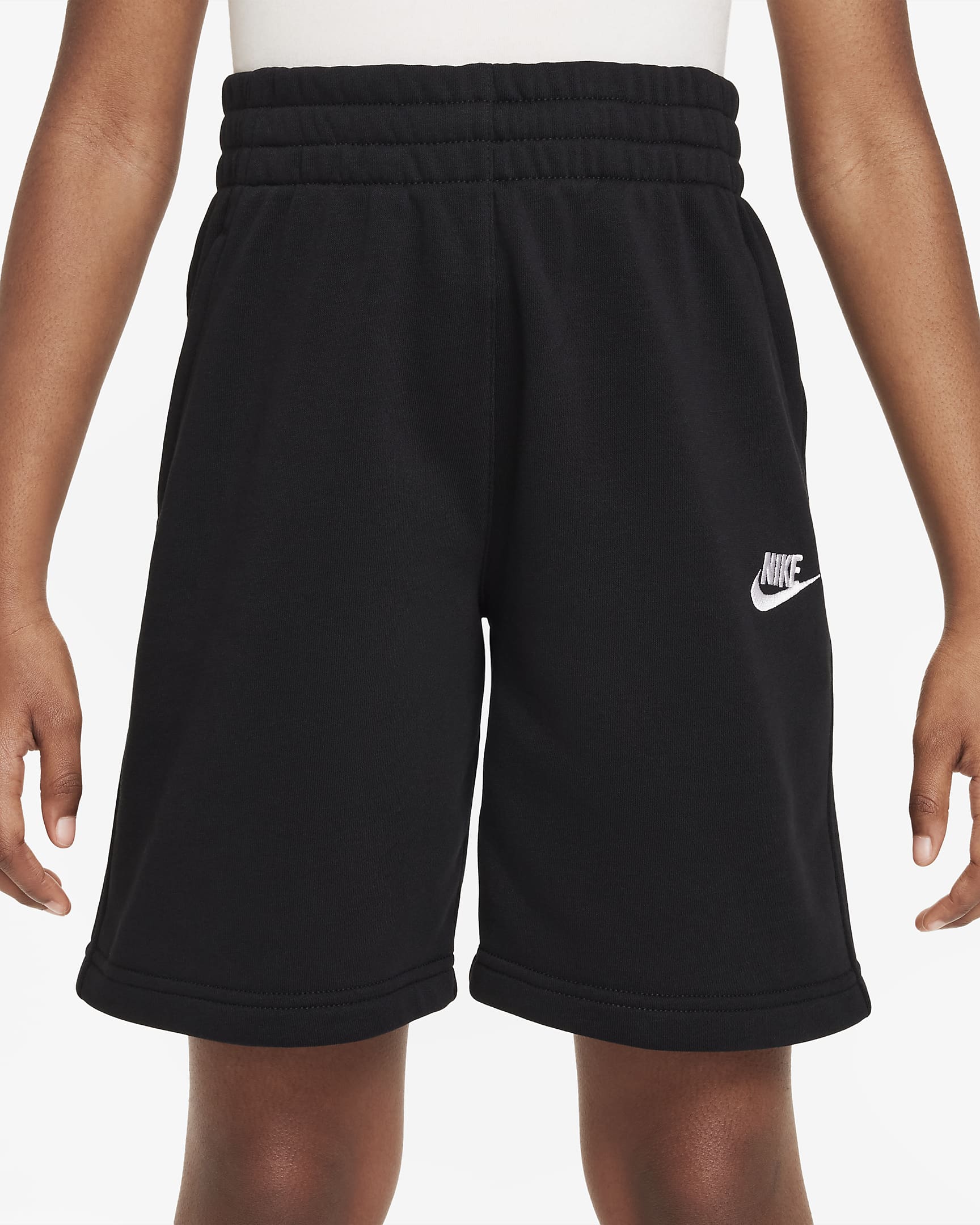 Nike Sportswear Club Fleece Big Kids' French Terry Shorts - Black/White