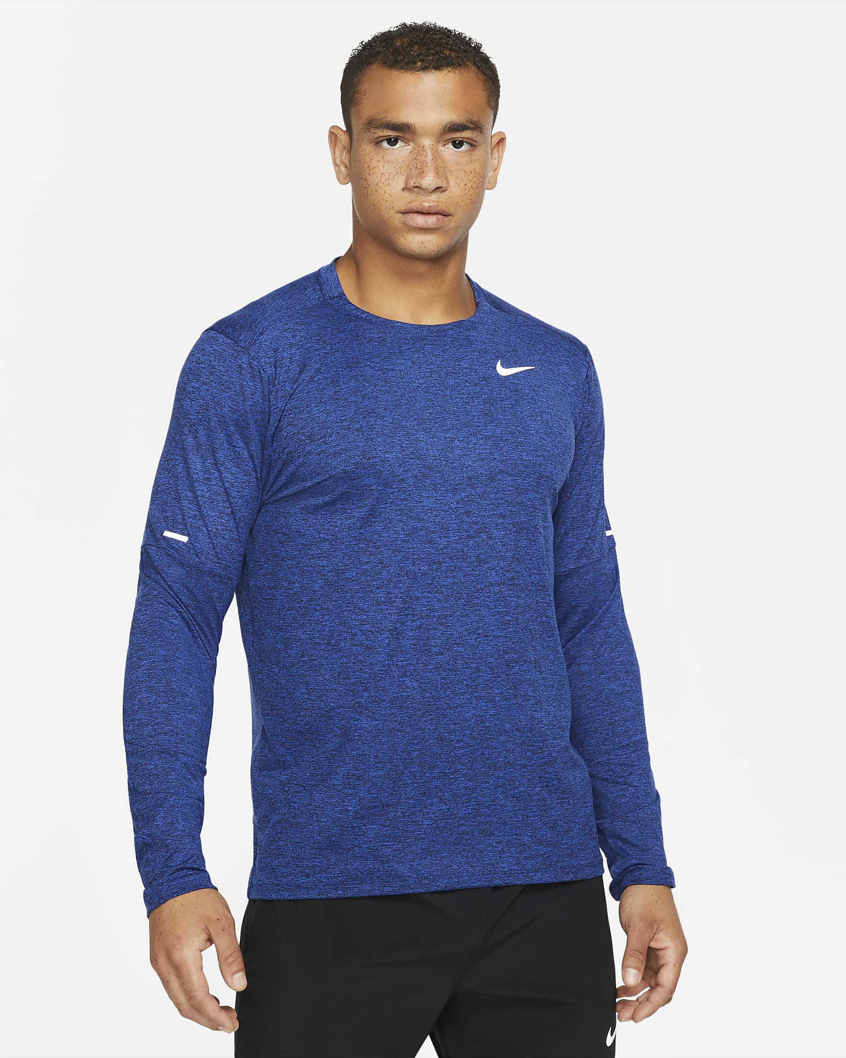 Playera de cuello redondo de running Dri-FIT para hombre Nike Element - Obsidiana/Royal juego/Jaspeado