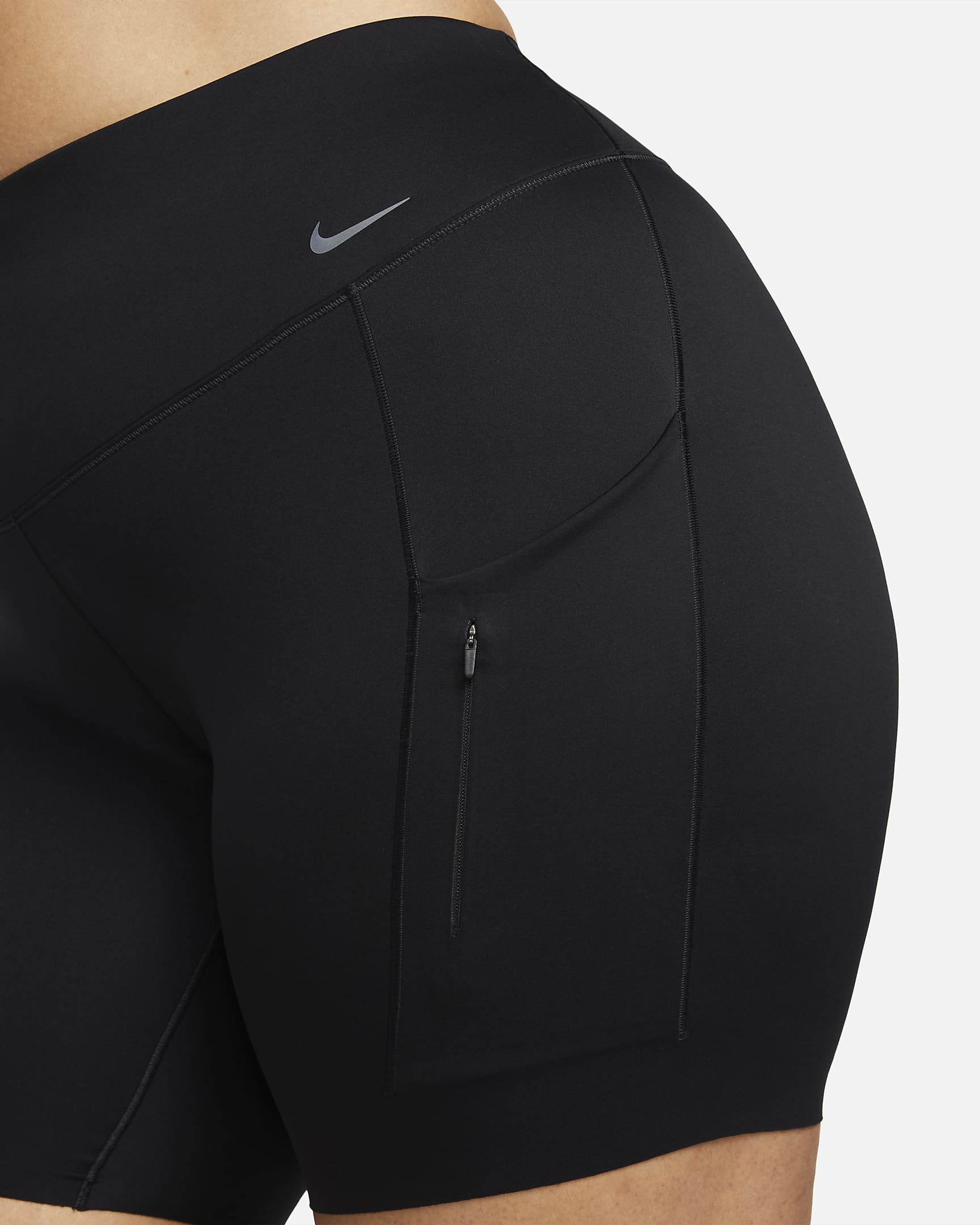 Nike Go Women's Firm-Support High-Waisted 20cm (approx.) Biker Shorts with Pockets (Plus Size) - Black/Black