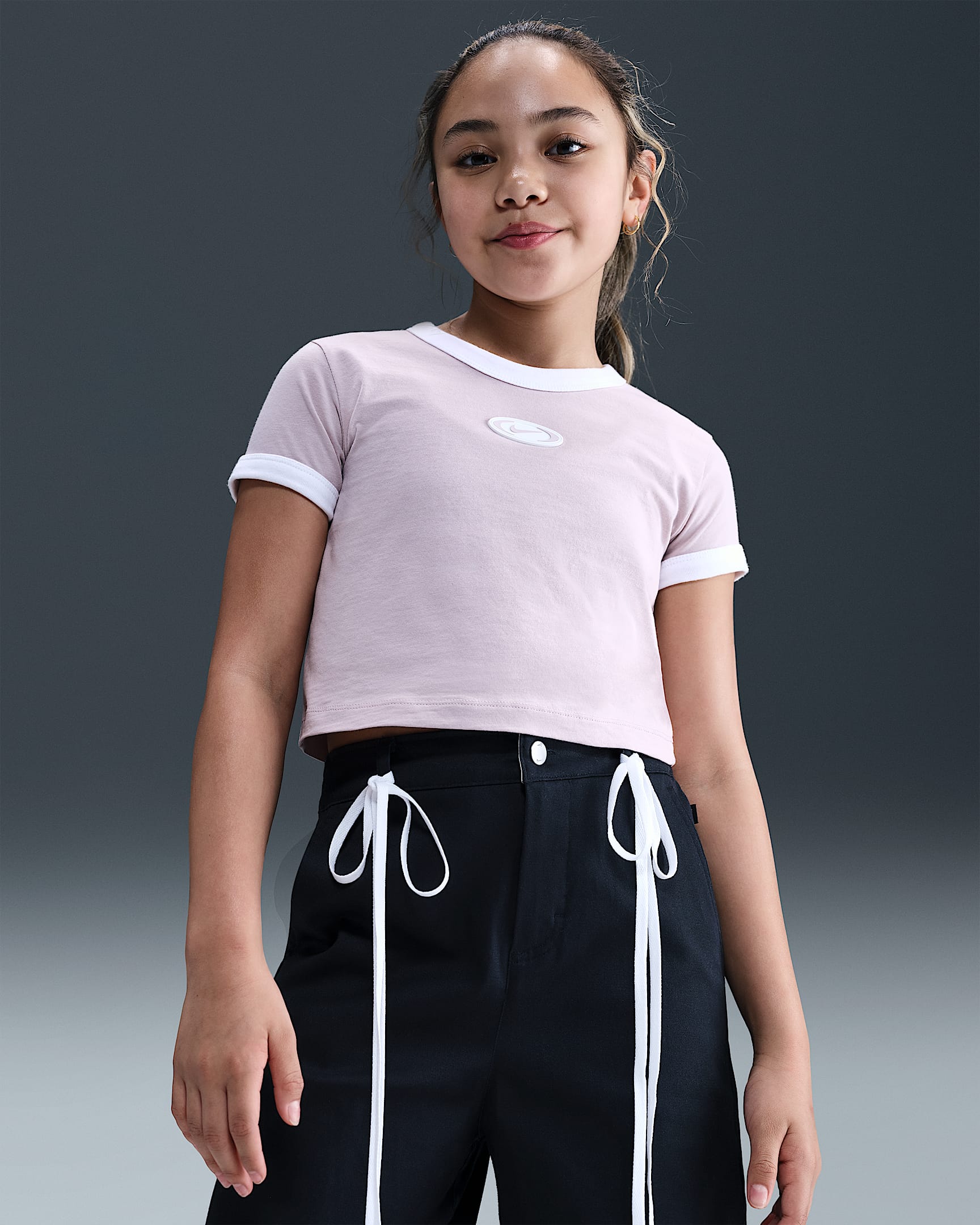 Nike Sportswear Older Kids' (Girls') Cropped T-Shirt - Platinum Violet