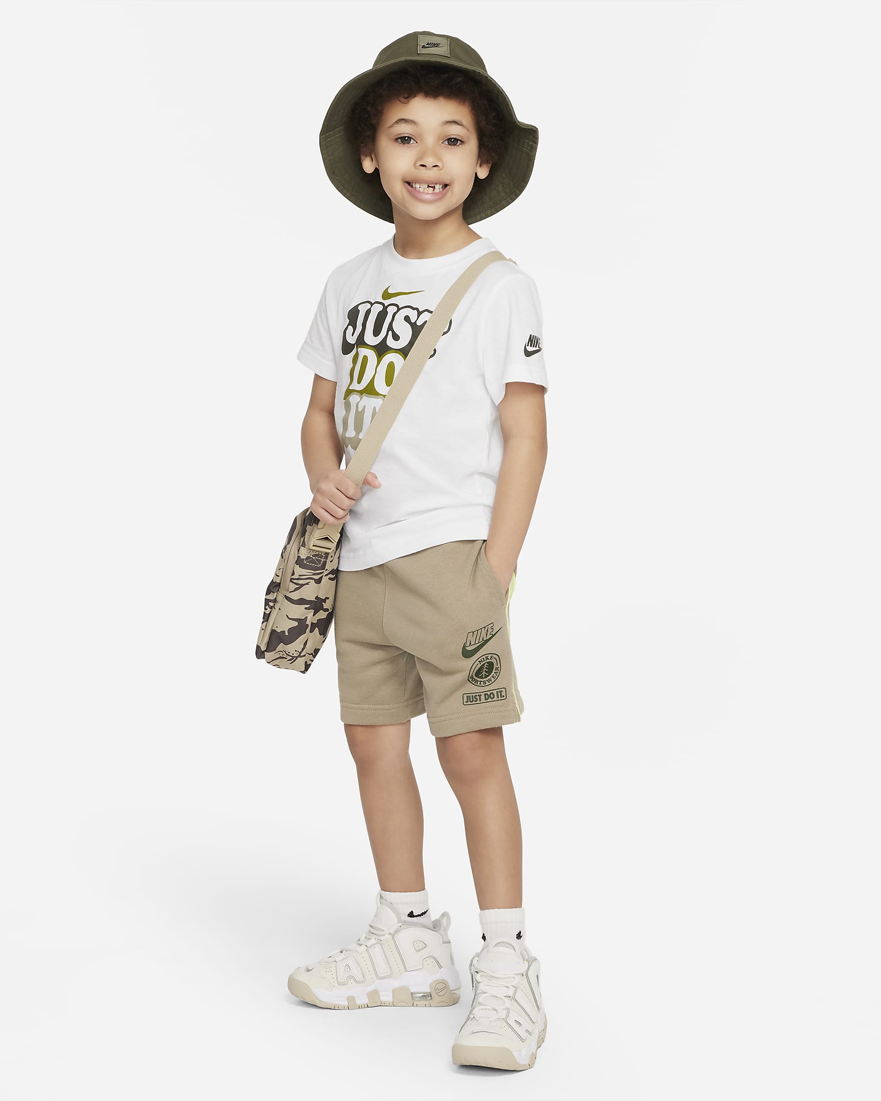 Nike Sportswear "Leave No Trace" French Terry Taping Shorts Little Kids' Shorts - Khaki