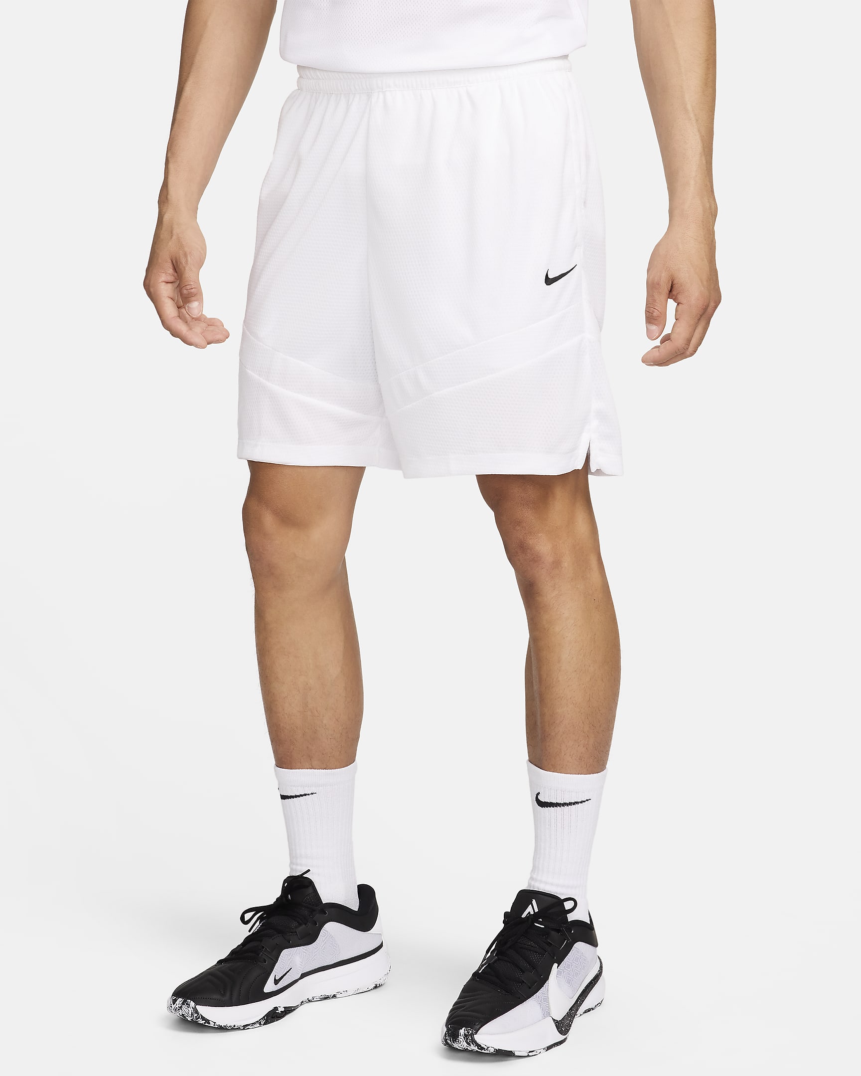 Ανδρικό σορτς μπάσκετ Dri-FIT Nike Icon 20 cm - Λευκό/Λευκό/Λευκό/Μαύρο