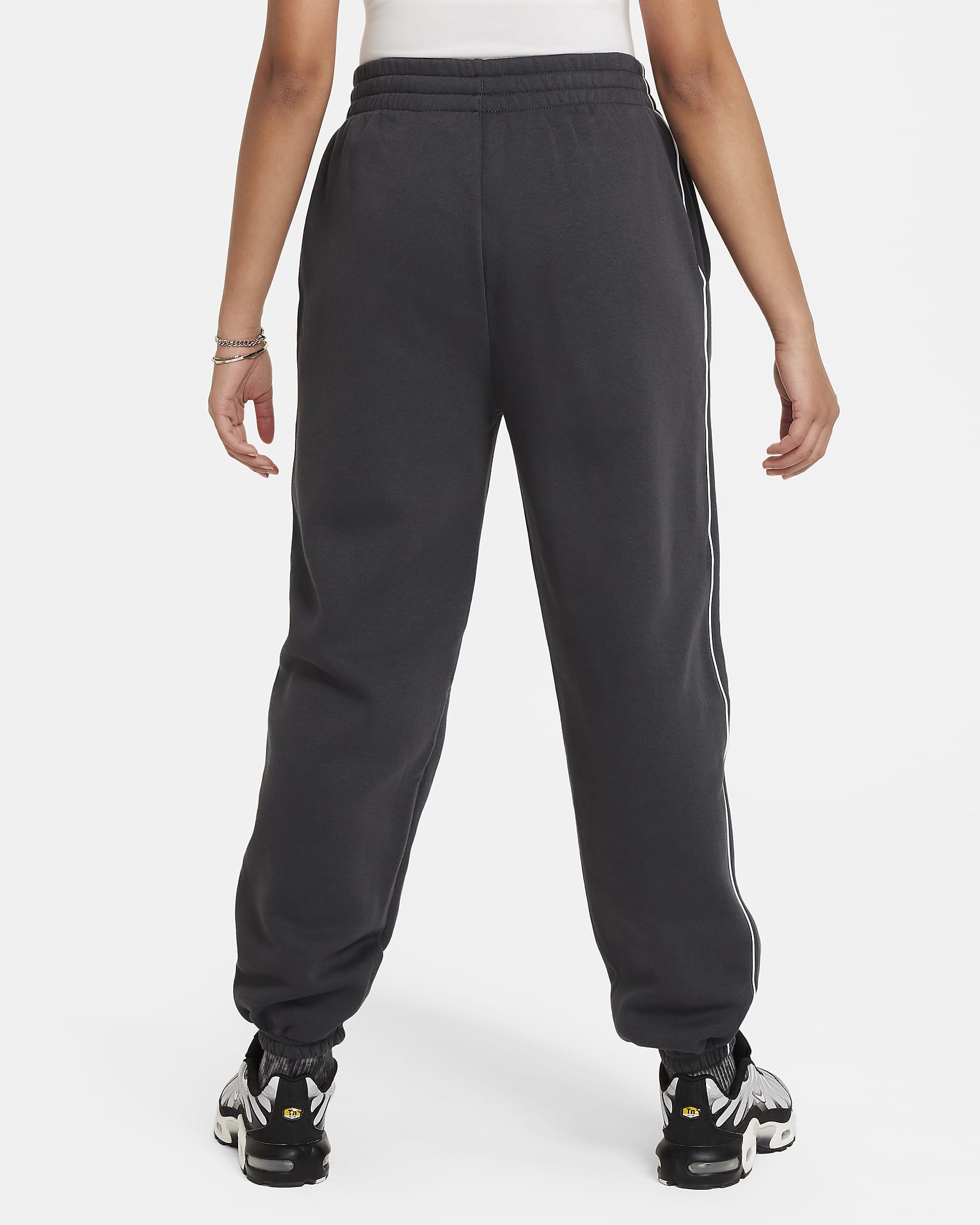 Nike Sportswear Older Kids' (Girls') Oversized Fleece Trousers - Anthracite/White