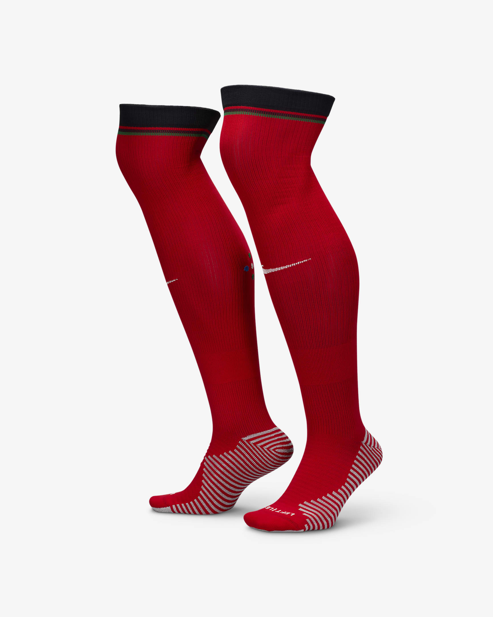 Portugal Strike Home Nike Dri-FIT kniehohe Fußballsocken - University Red/Pitch Blue/Pine Green/Sail