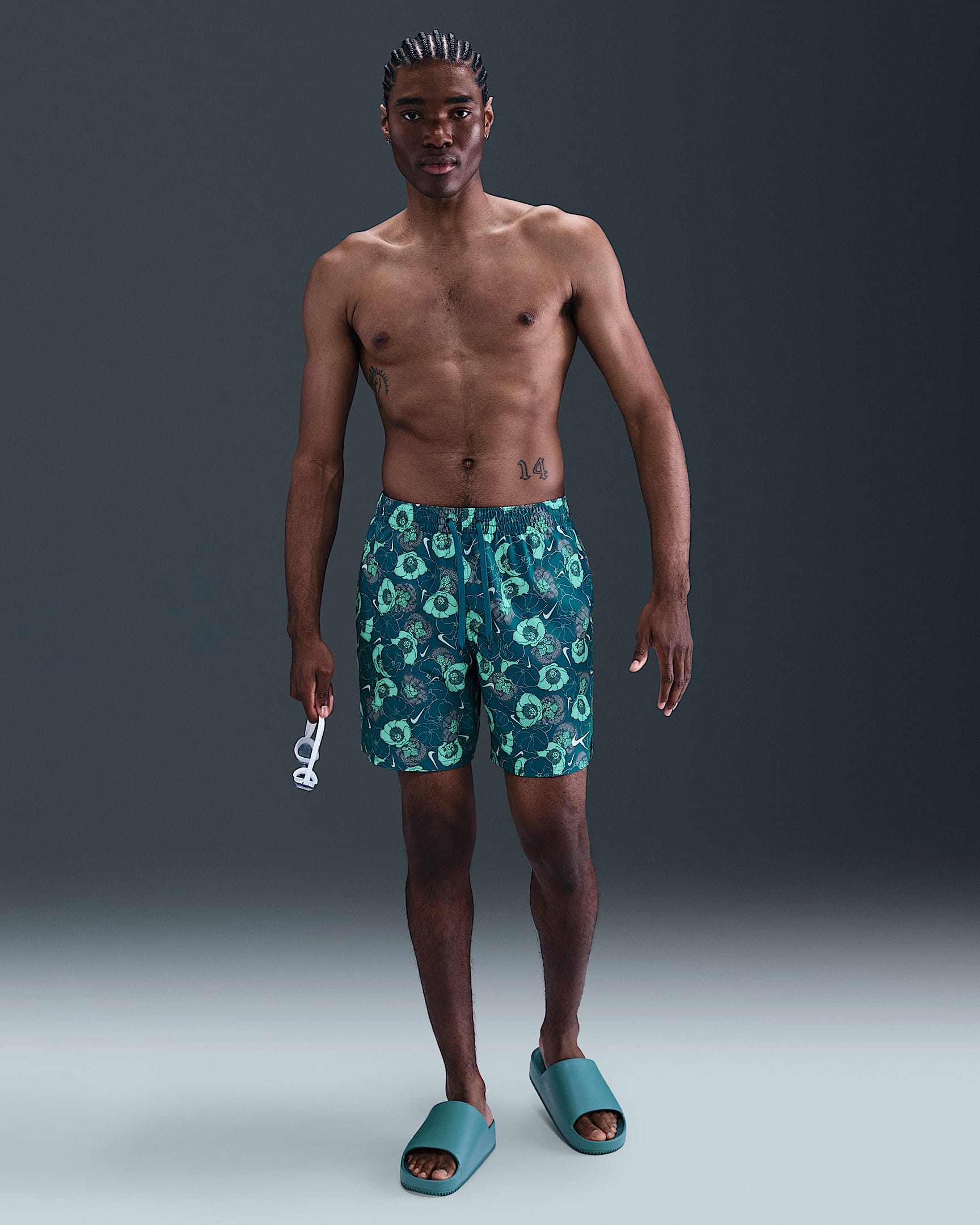 Nike Swim Breaker Men's 7" Brief-Lined Volley Short - Green Abyss