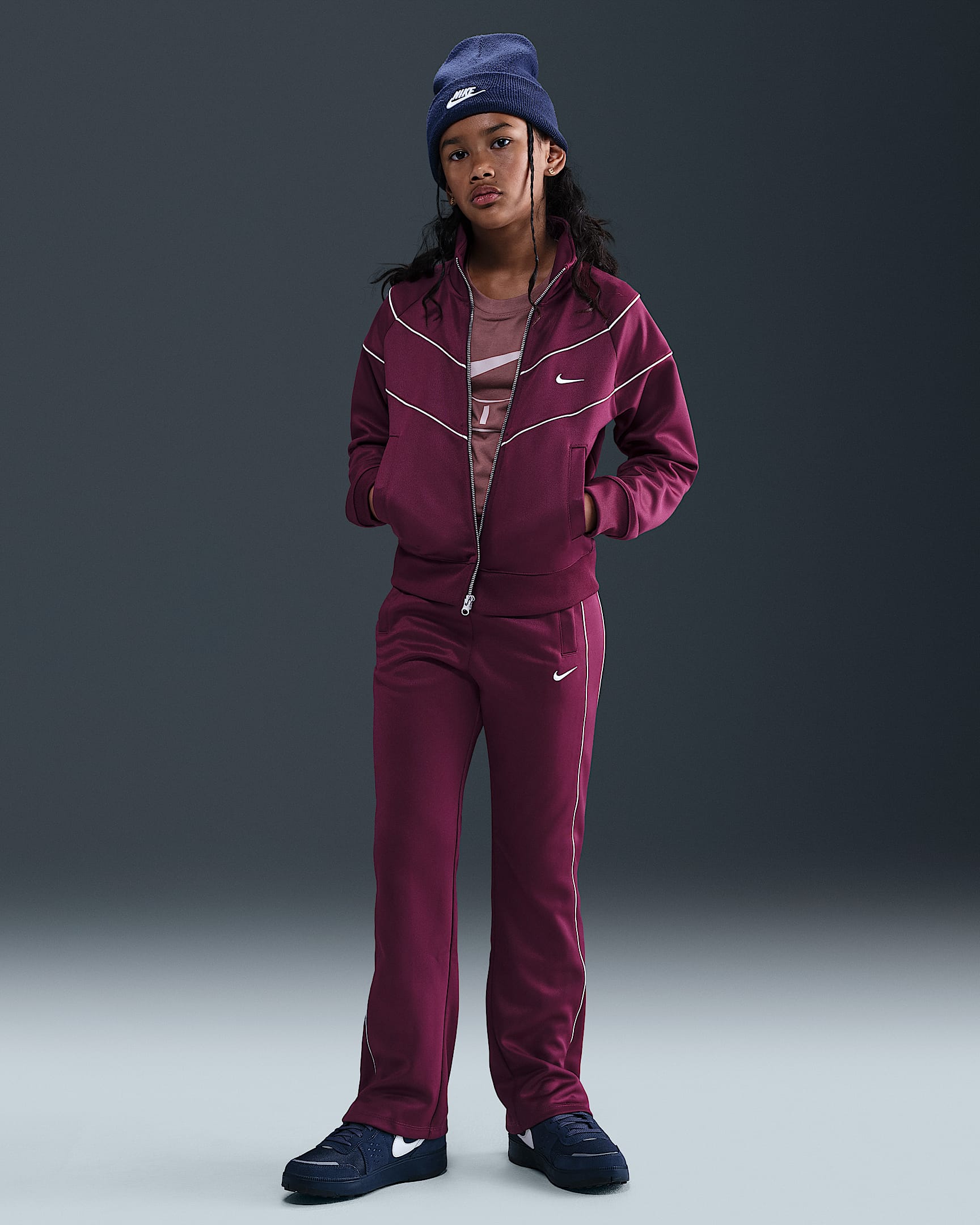 Nike Sportswear Older Kids' (Girls') Tracksuit Bottoms - Bordeaux/Sail/Sail