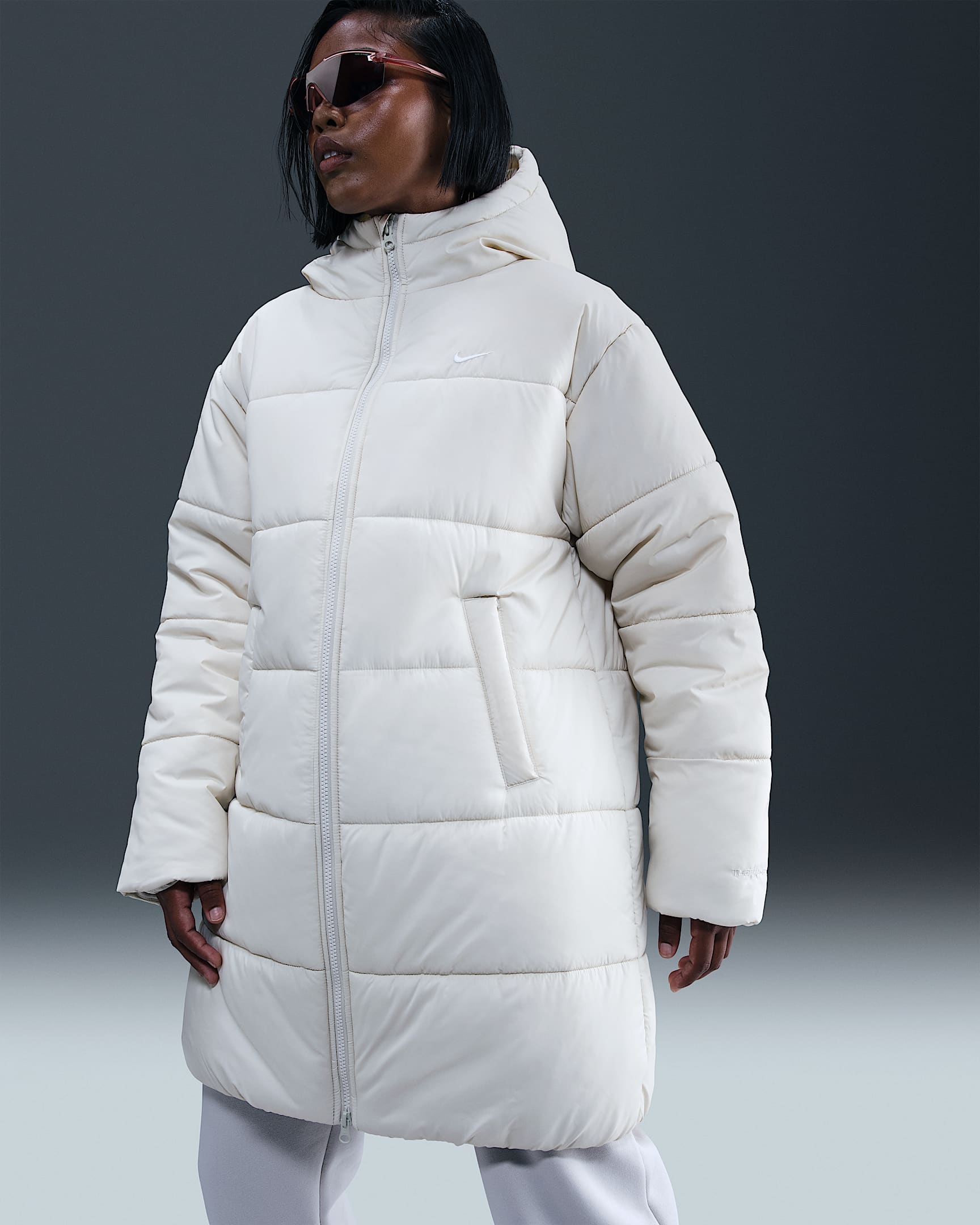 Nike Sportswear Classic Women's Therma-FIT Loose Hooded Parka - Light Bone/White
