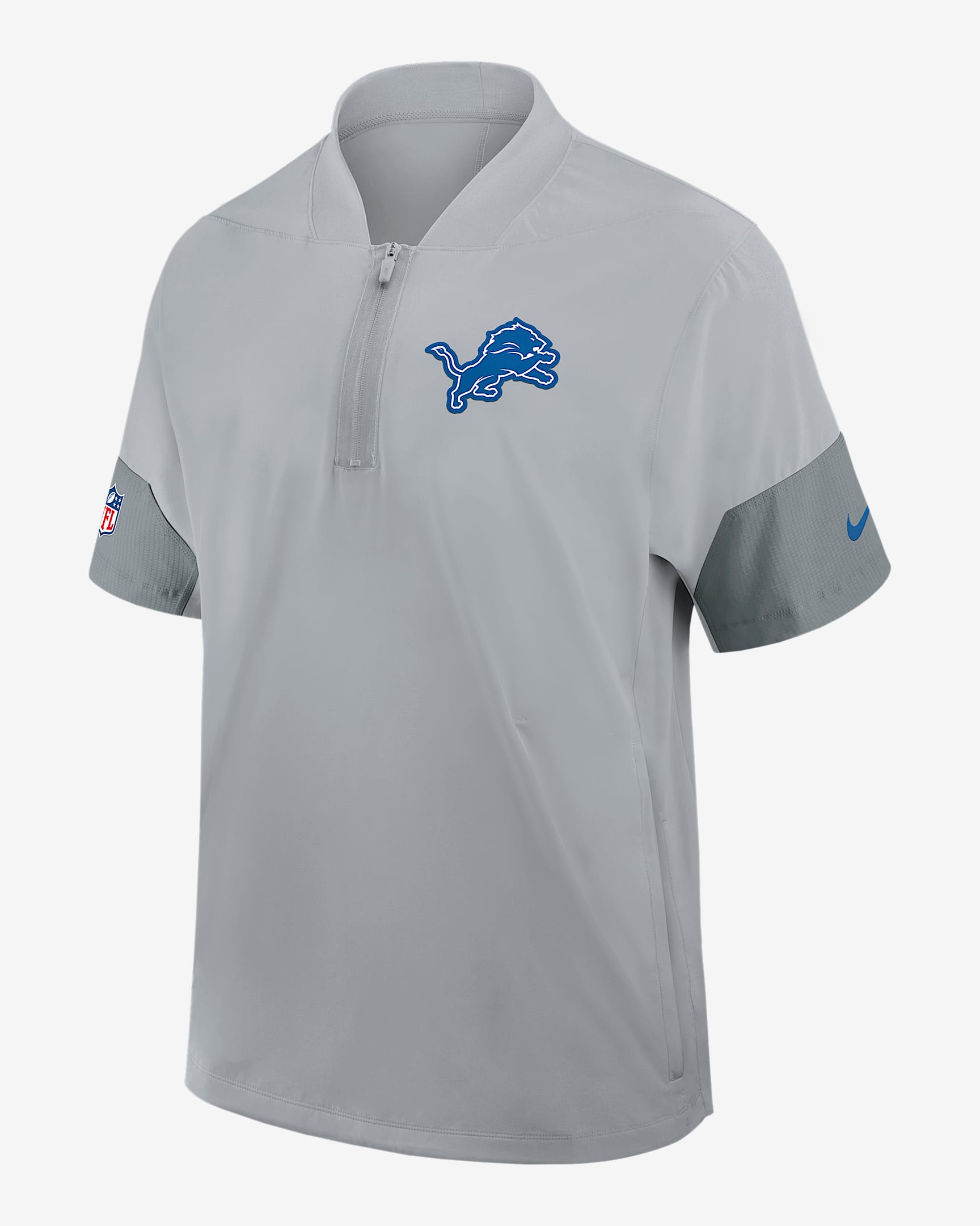 Detroit Lions Sideline Coach Men's Nike NFL 1/2-Zip Short-Sleeve Jacket - Grey