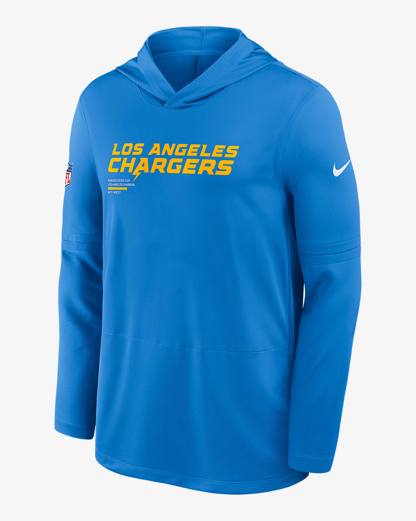 Playera de manga larga Nike Dri-FIT de la NFL con gorro para hombre Los Angeles Chargers Pure Fury Sideline - Azul