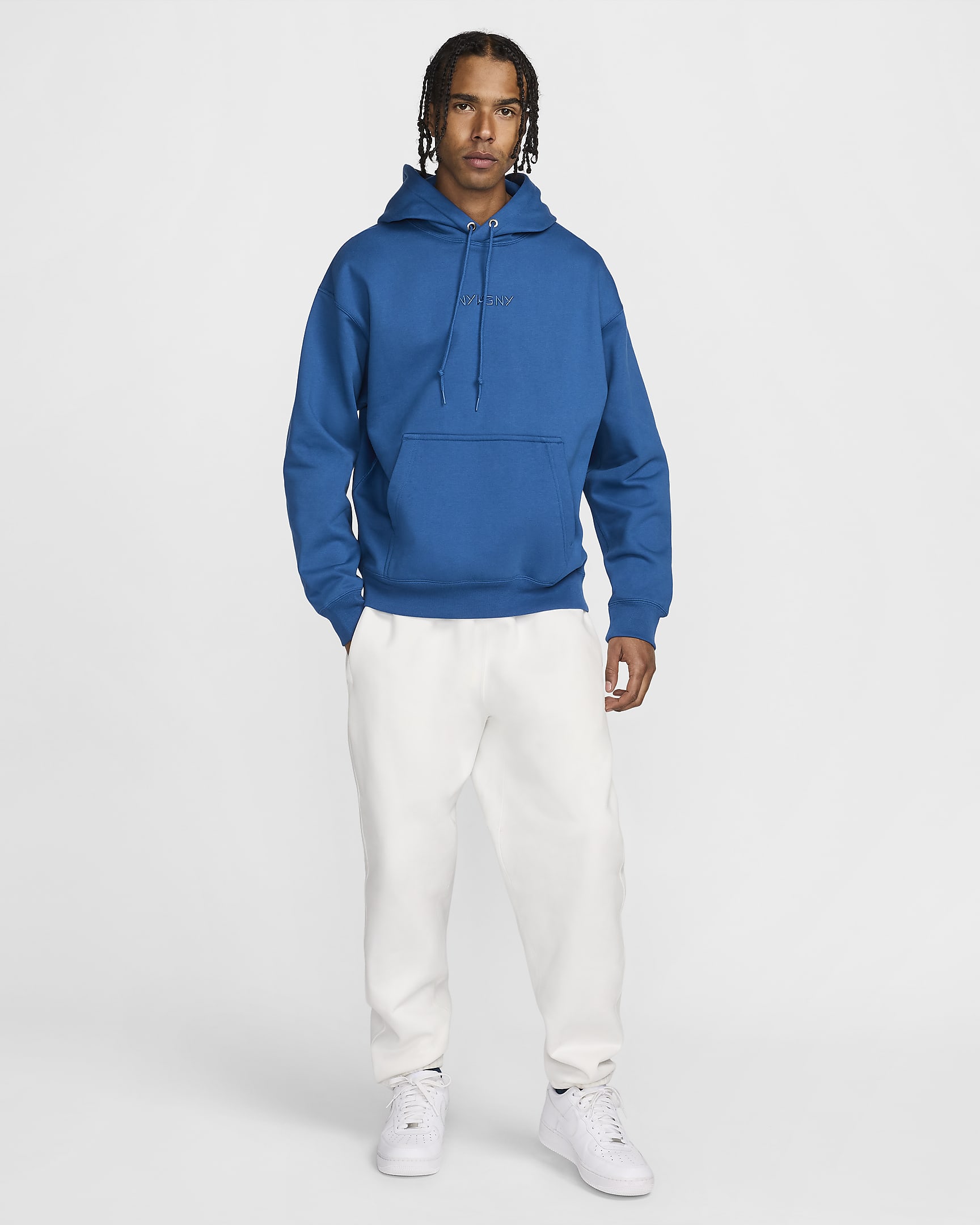 Nike Solo Swoosh Men's Fleece Pullover Hoodie - Court Blue