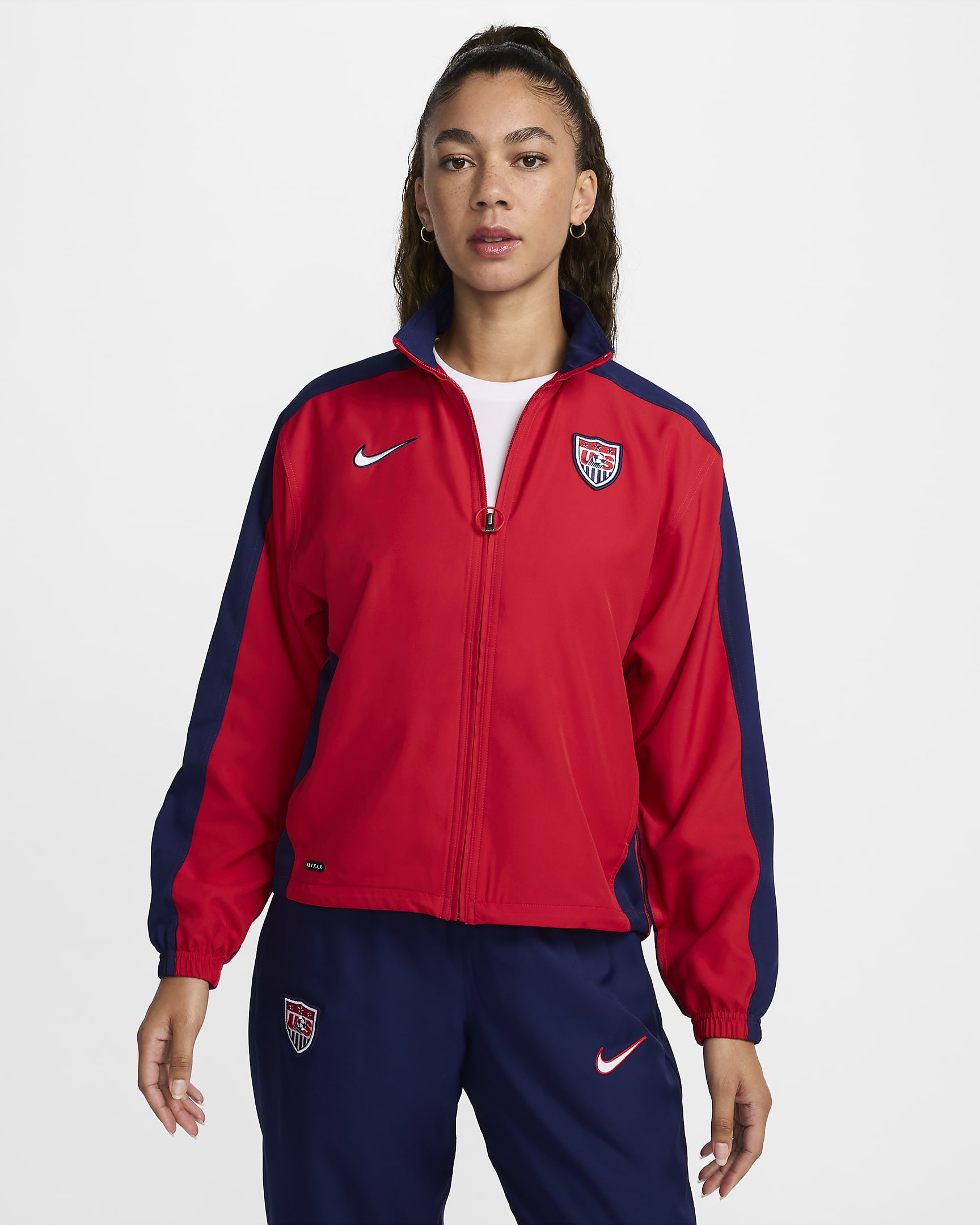 USWNT 1999 Reissue Nike Football Replica-løbejakke til kvinder - University Red/Loyal Blue/hvid