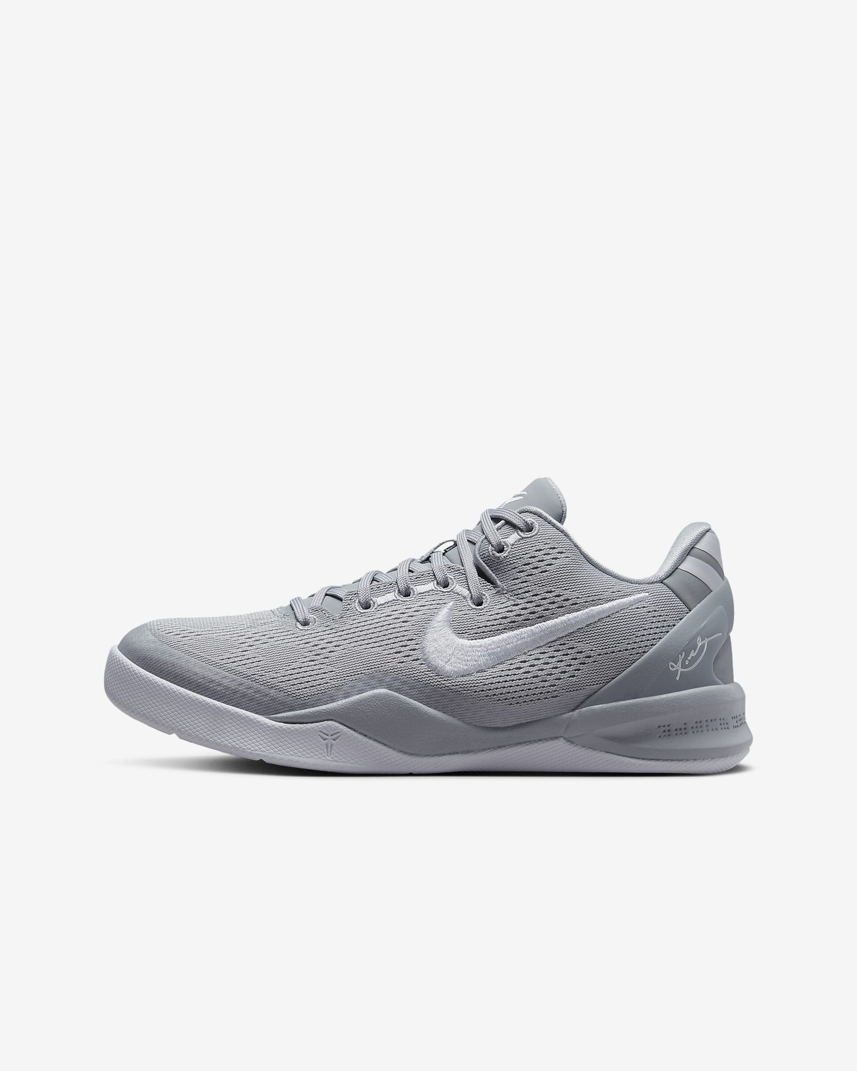 Calzado de básquetbol para niños grandes Kobe 8 - Gris lobo/Gris lobo/Blanco