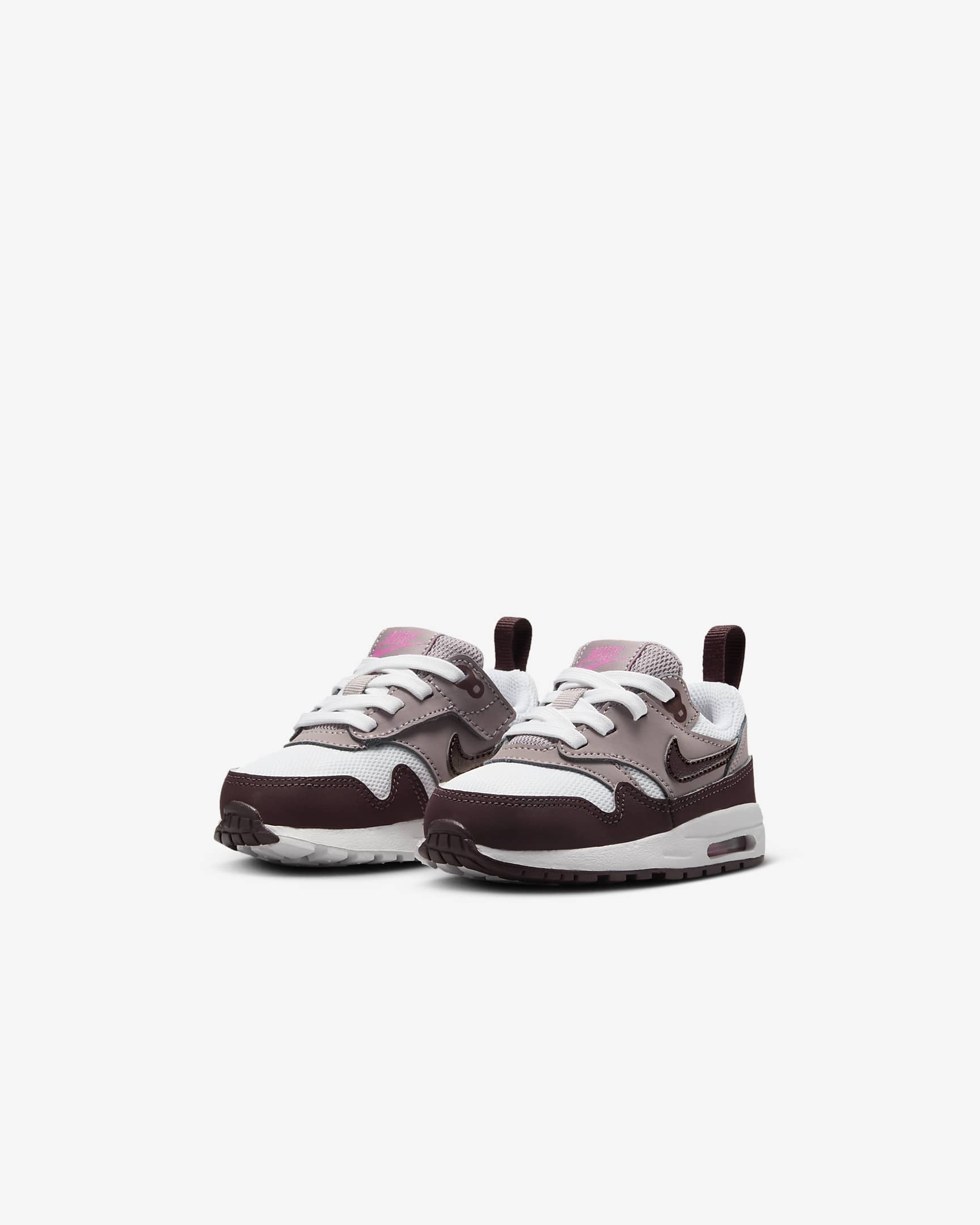 Air Max 1 EasyOn Baby/Toddler Shoes - White/Light Violet Ore/Playful Pink/Burgundy Crush