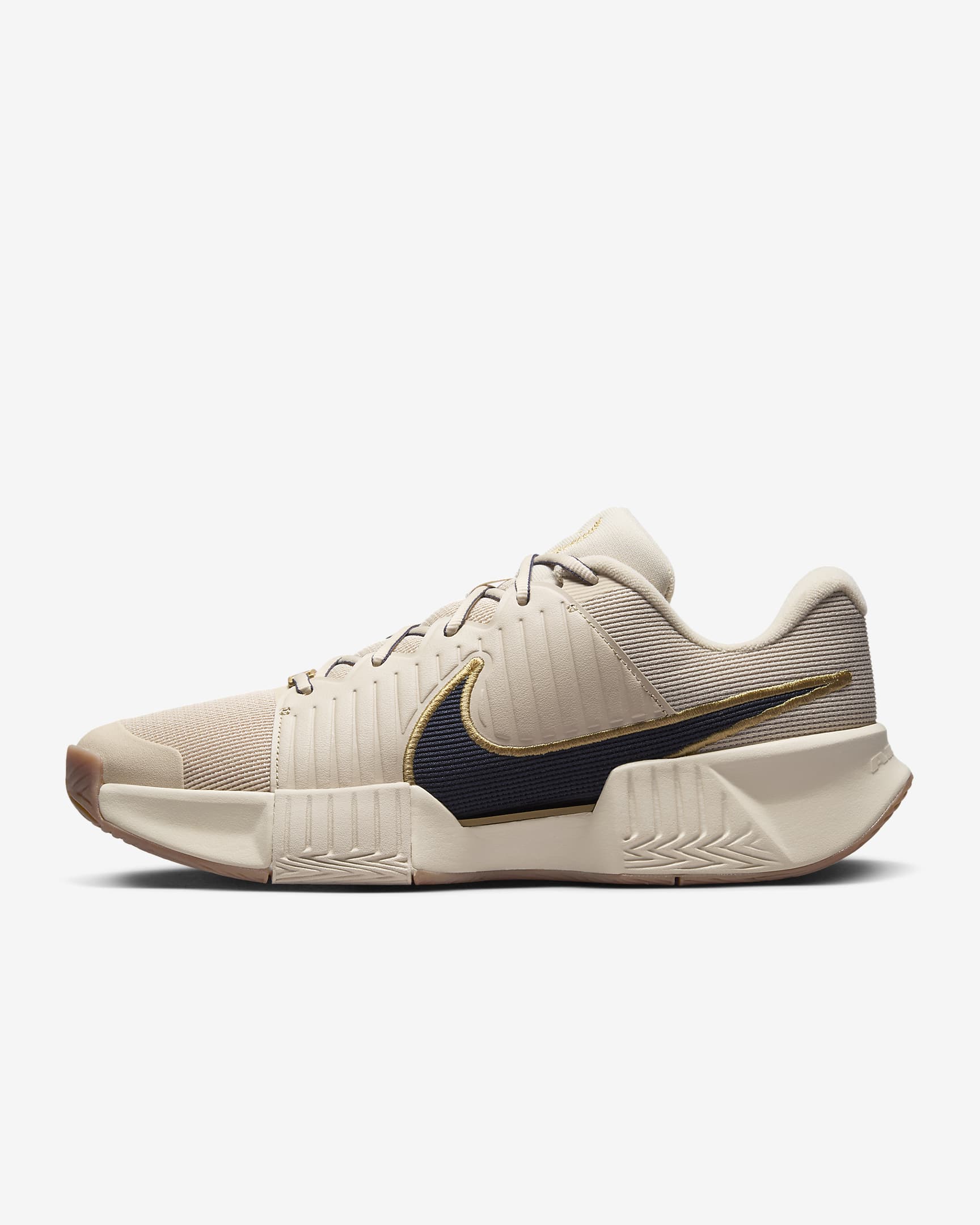 Nike GP Challenge Pro Premium Mężczyźni Buty do tenisa na twarde korty - Sanddrift/Metallic Gold/Gum Medium Brown/Thunder Blue